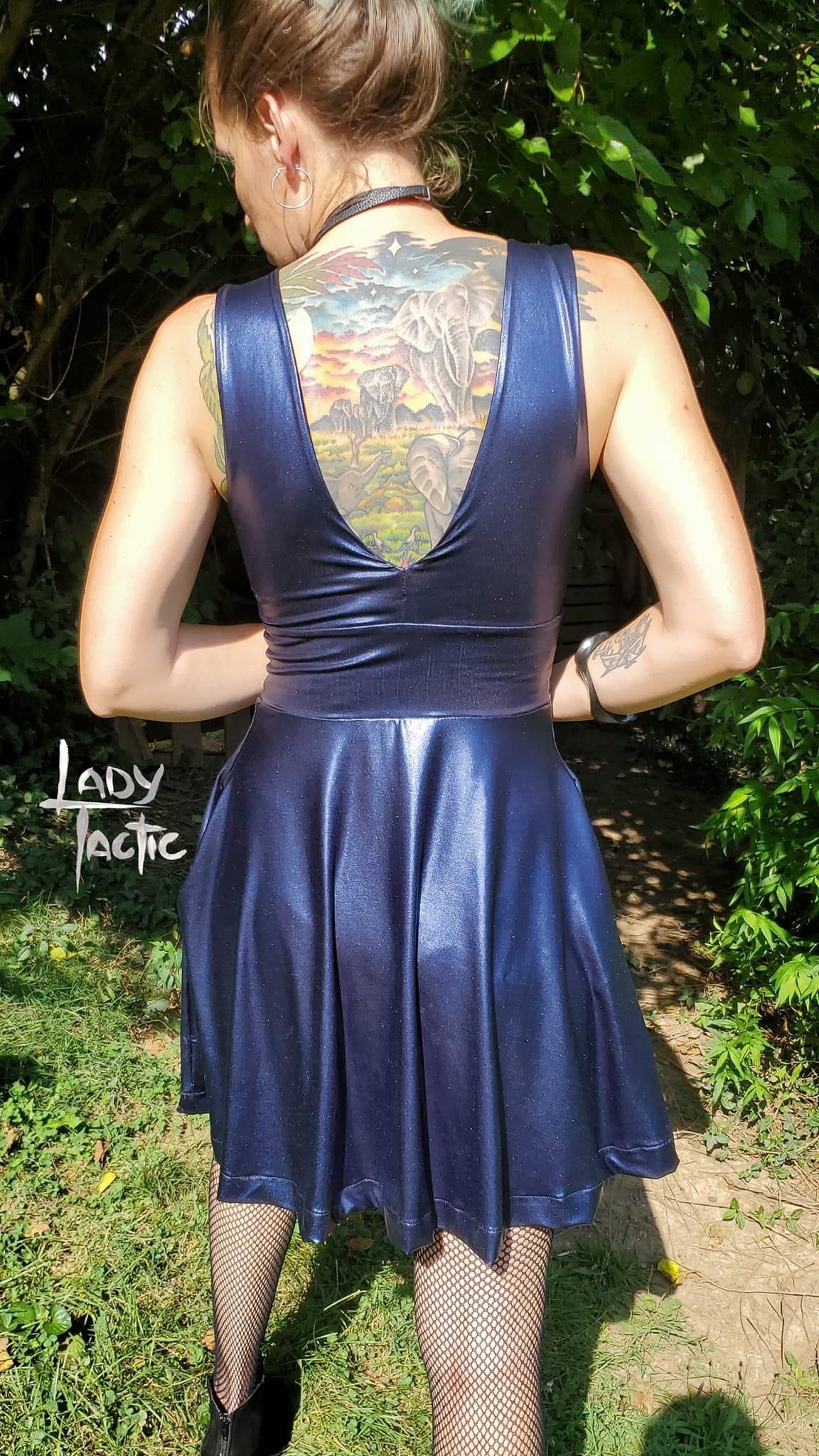 Metallic Blue, Cosplay Polyester Knit. - Boho Fabrics