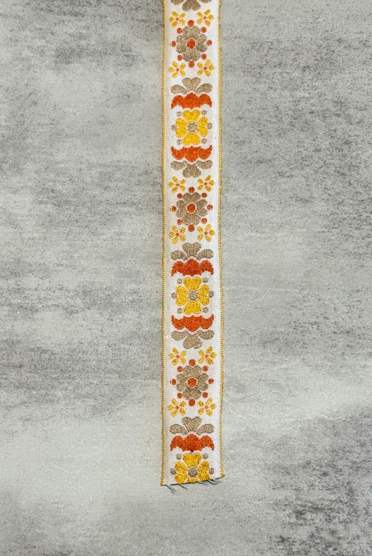 Metallic Crescent Florals, 0.875” Vintage Jacquard Woven Trim. Trim - 169 - Boho Fabrics - Trims