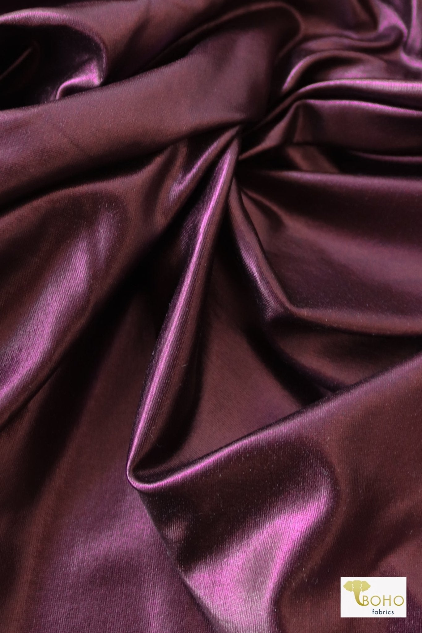 Metallic Plum, Cosplay Polyester Knit. - Boho Fabrics