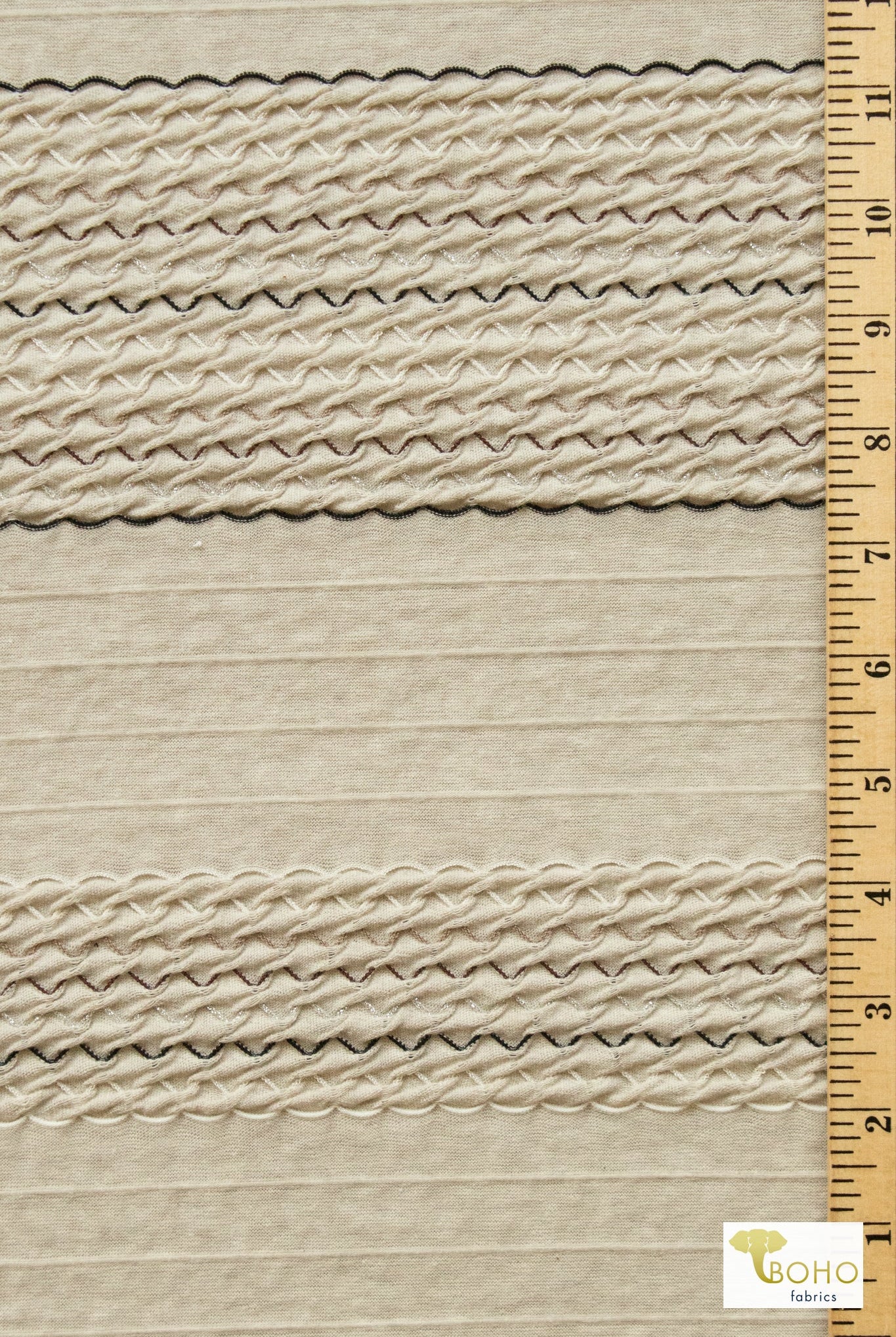 Metallic Smocked Jersey Knit - Boho Fabrics - Jersey Solid, Knit Fabric