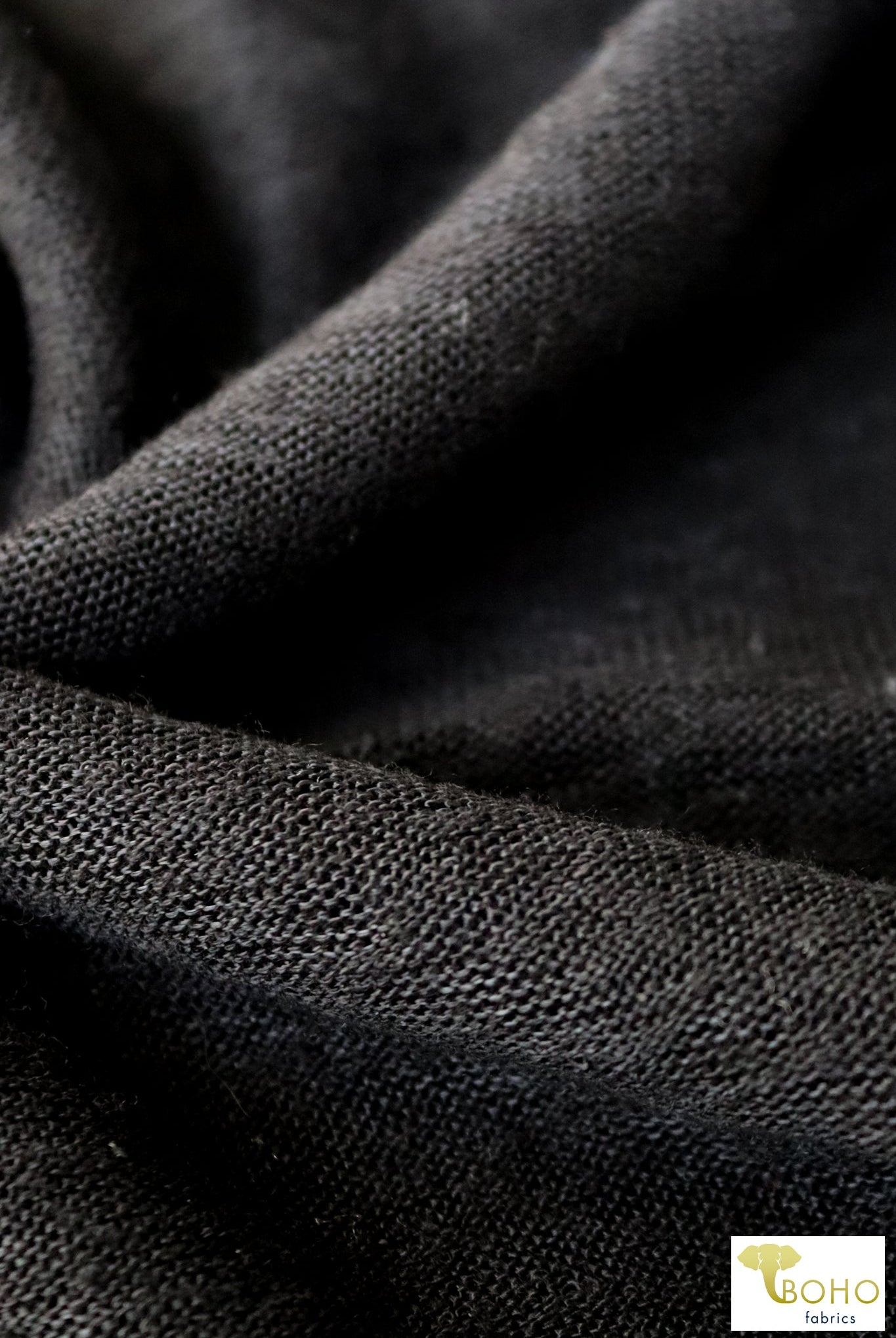 Meteorite Black, Lightweight Sweater Knit - Boho Fabrics