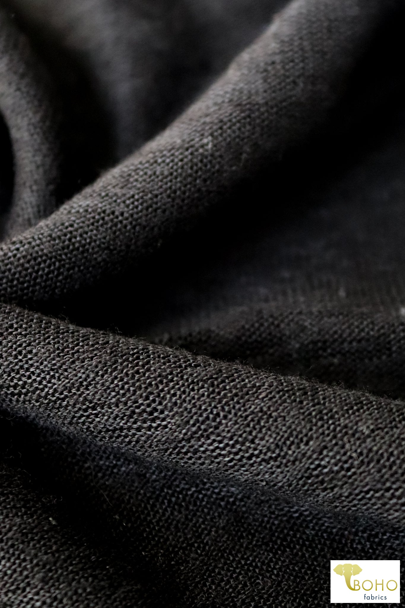 Meteorite Black, Lightweight Sweater Knit - Boho Fabrics