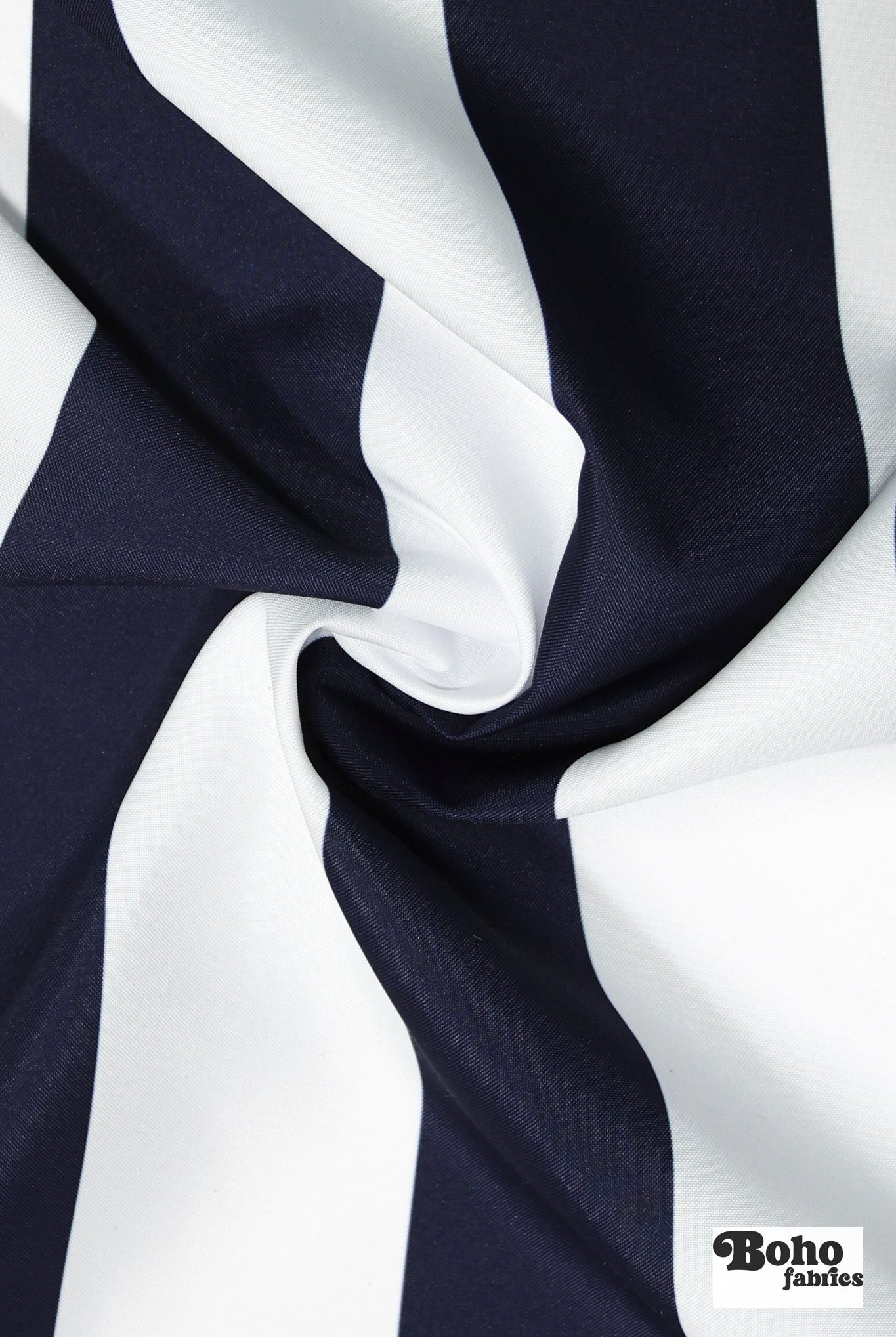 Midnight & Navy 3" Wide Striped Canvas Woven Fabric - Boho Fabrics - Canvas Fabric