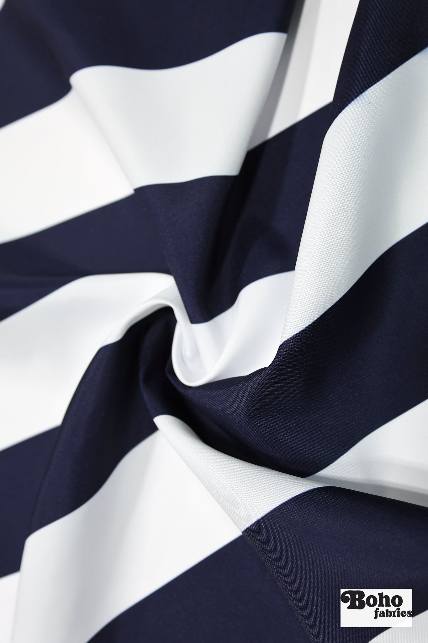 Midnight & Navy 3" Wide Striped Canvas Woven Fabric - Boho Fabrics - Canvas Fabric