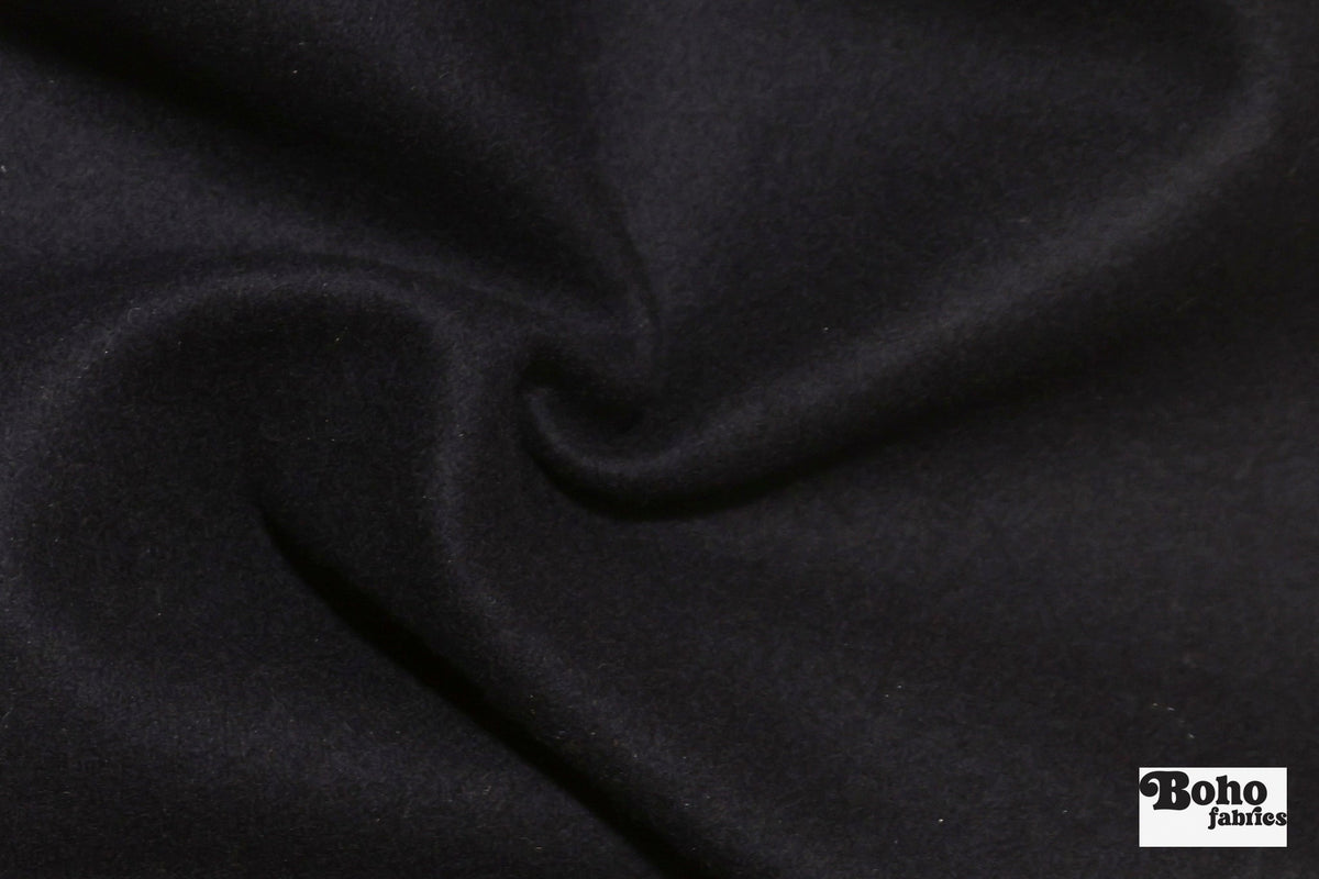 Midnight Navy Wool Coating Woven Fabric - Boho Fabrics - Wool Coating, Woven