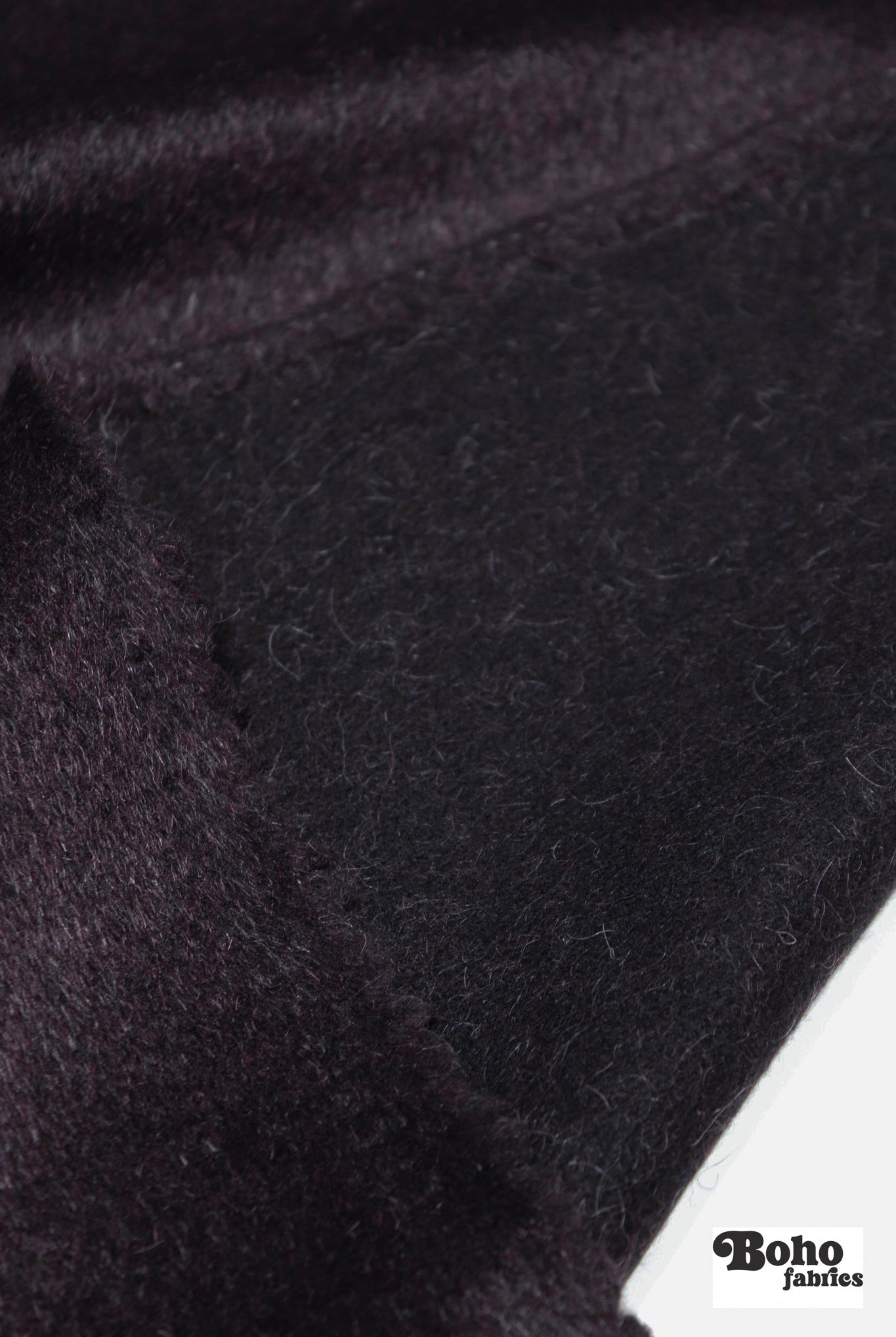 Midnight Plum Mohair Italian Wool Coating Fabric - Boho Fabrics - Wool Coating, Woven