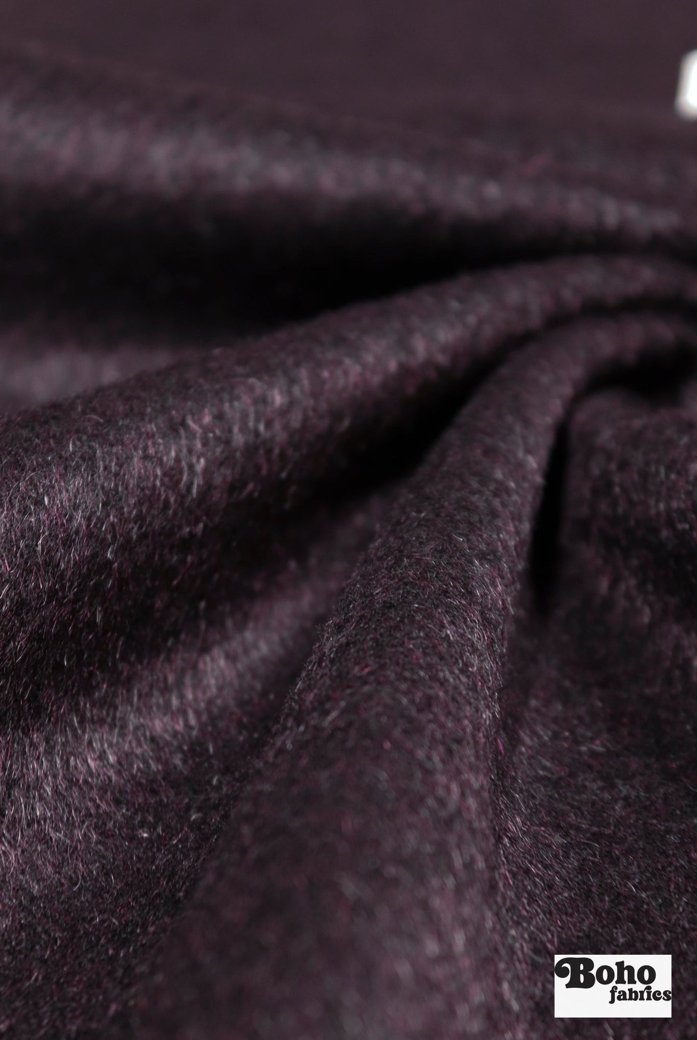 Midnight Plum Mohair Italian Wool Coating Fabric - Boho Fabrics - Wool Coating, Woven