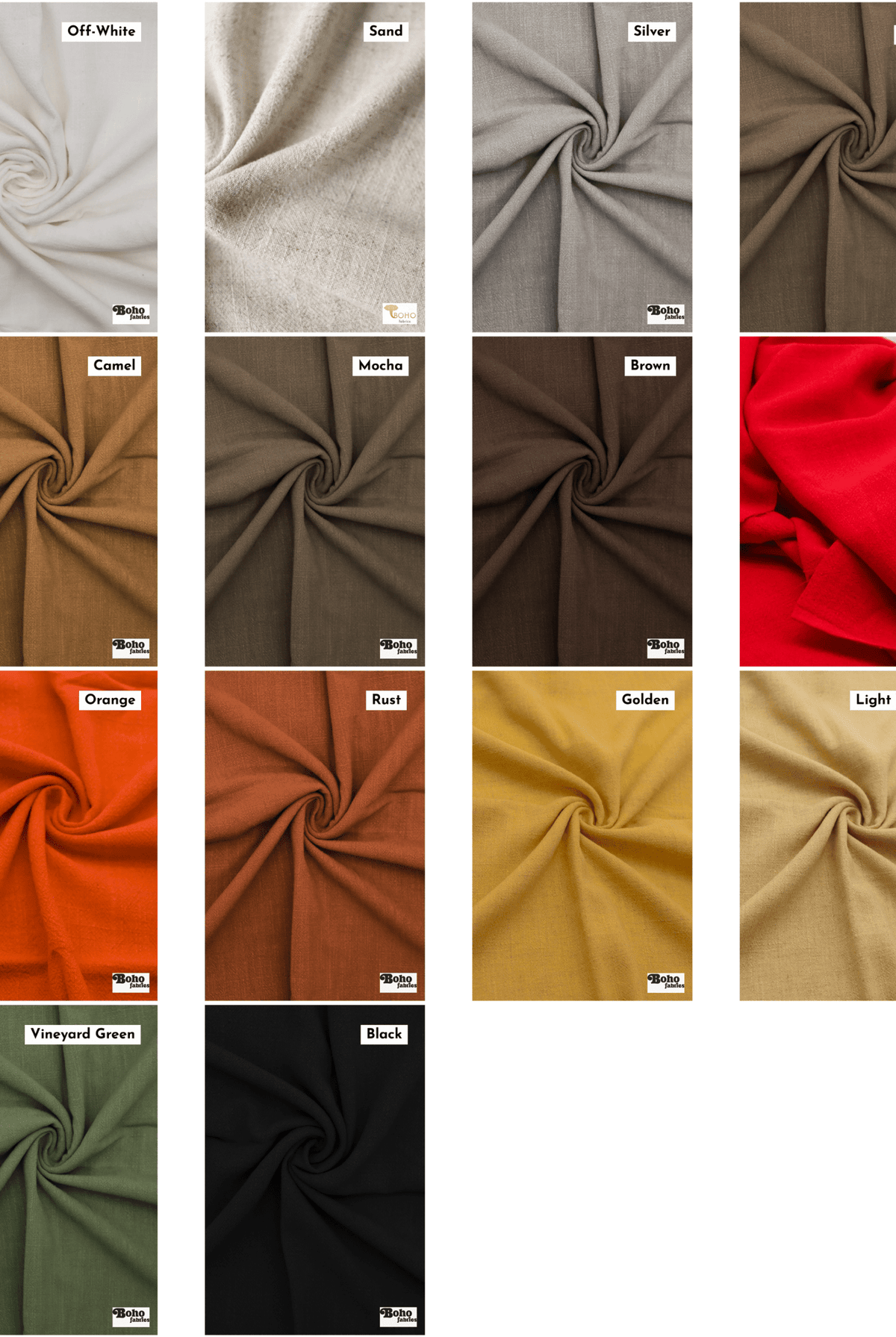 Midweight Textured, Rayon Linen Blend Woven Fabric | 210 GSM | 29 Colors - Boho Fabrics - Linen, Woven