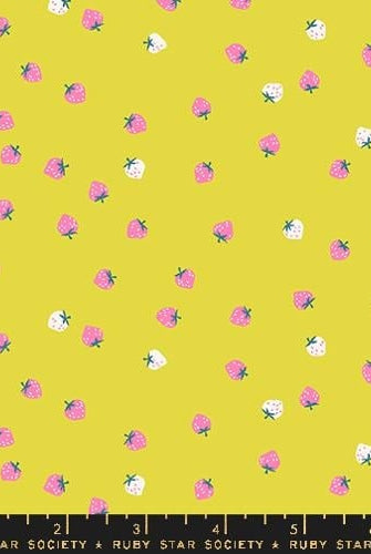 Mini Berry in Citron by Kimberly Kight for Ruby Star Society - Strawberry Collection. Cotton Fabric - RS3086 17 - Boho Fabrics - Quilting Cotton, Woven