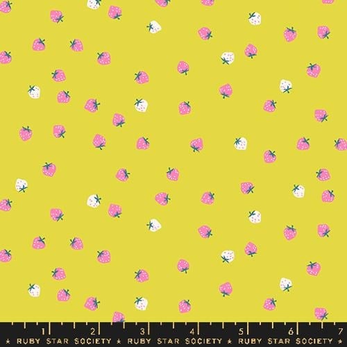 Mini Berry in Citron by Kimberly Kight for Ruby Star Society - Strawberry Collection. Cotton Fabric - RS3086 17 - Boho Fabrics - Quilting Cotton, Woven
