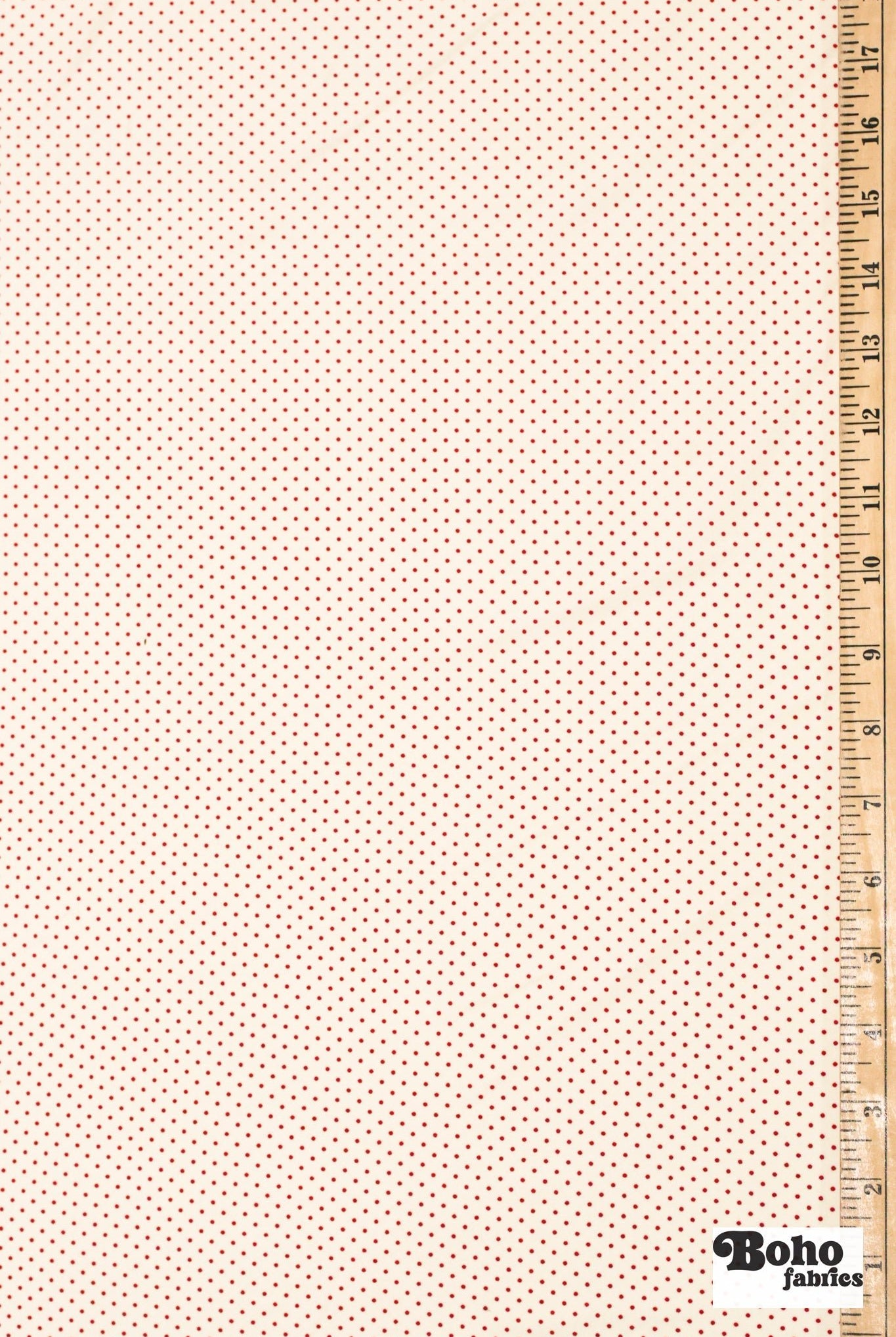 Mini Red Polka Dots on Ivory, Athletic Knit Fabric - Boho Fabrics - Athletic Knit Fabric
