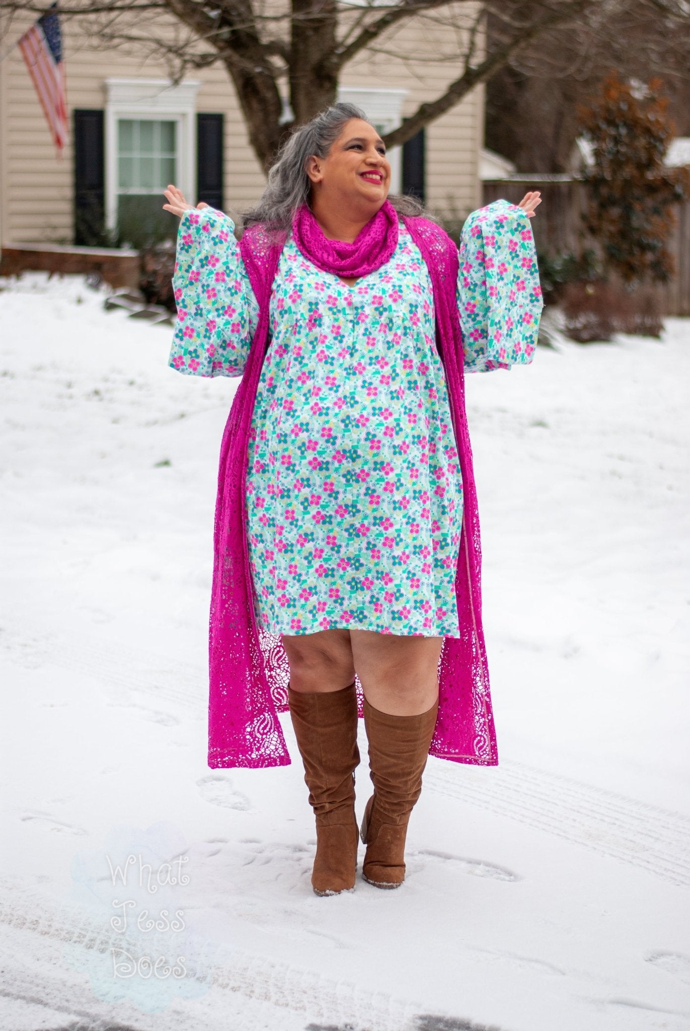 Minty Pink Flowers, Printed Athletic Knit Fabric - Boho Fabrics - Athletic Knit Fabric