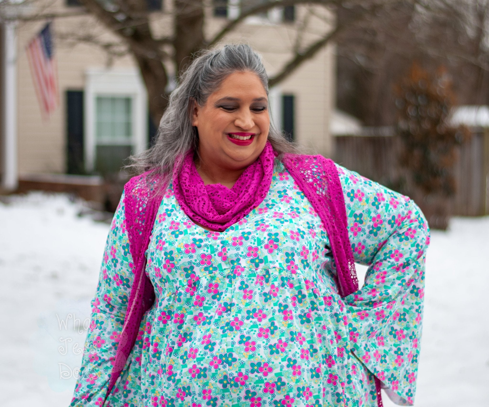 Minty Pink Flowers, Printed Athletic Knit Fabric - Boho Fabrics - Athletic Knit Fabric