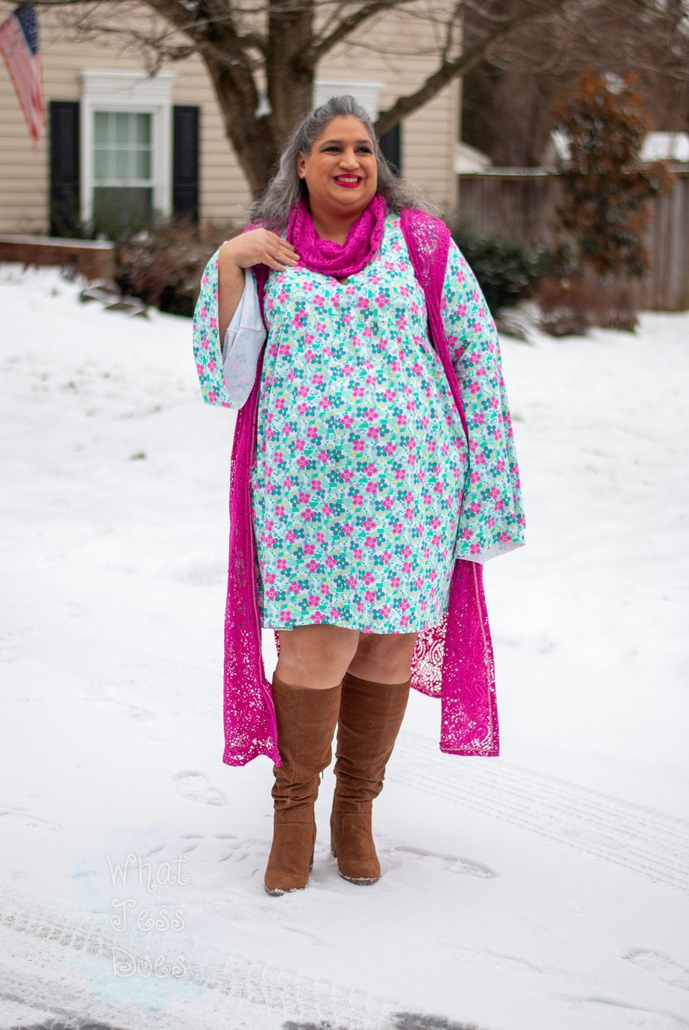 Minty Pink Flowers, Printed Athletic Knit Fabric - Boho Fabrics - Athletic Knit Fabric