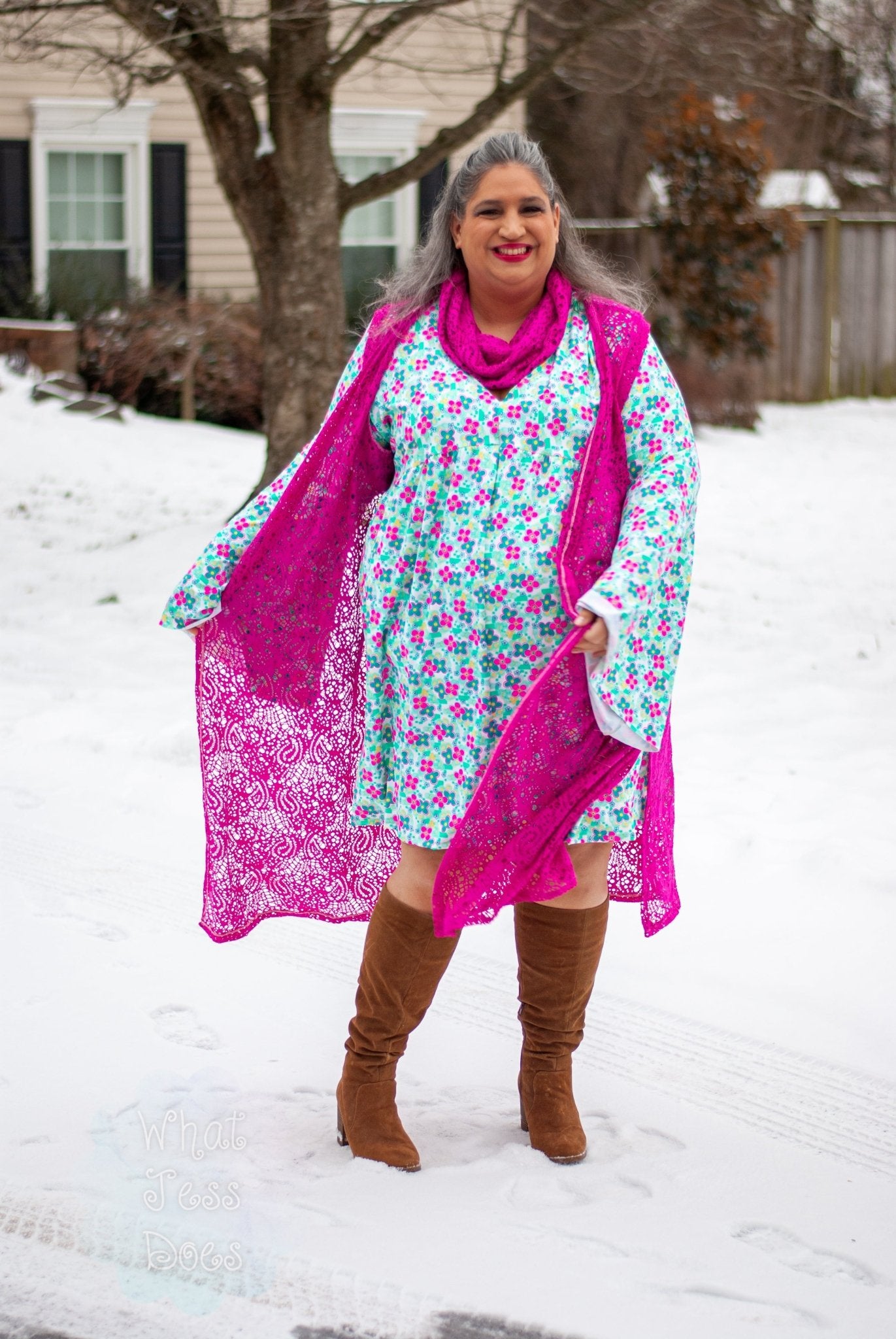 Minty Pink Flowers, Printed Athletic Knit Fabric - Boho Fabrics - Athletic Knit Fabric