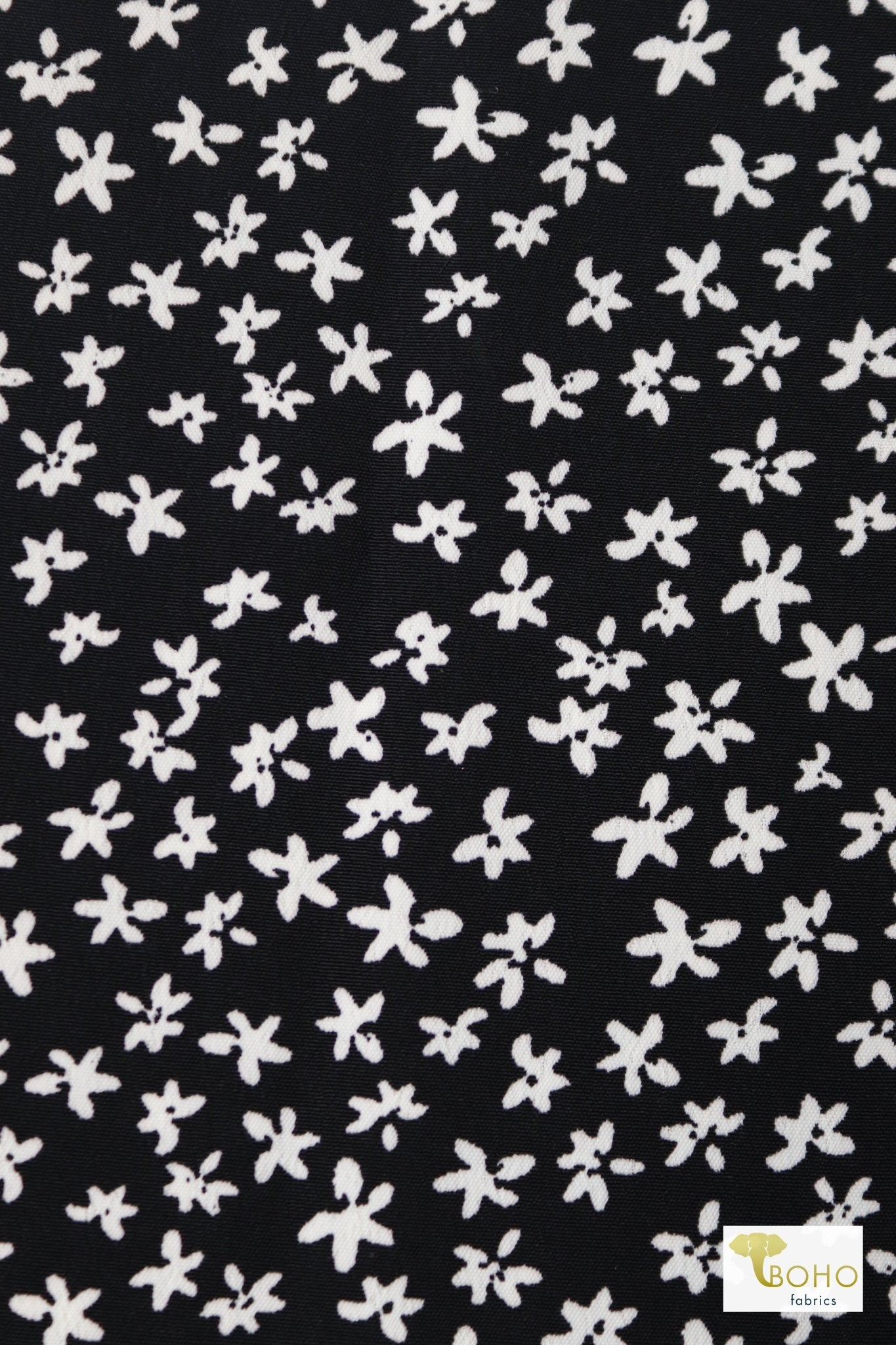 Monochrome Florals, Georgette Woven Print Fabric - Boho Fabrics