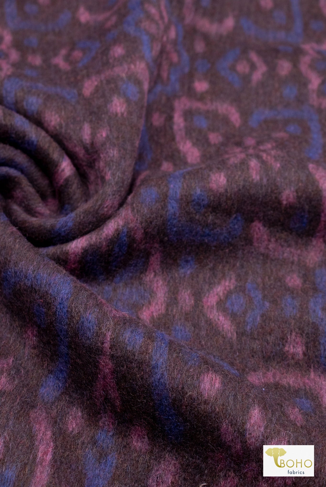 Mosaic Blue Tapestry. Felted Wool, Double Sided. Woven Fabric - Boho Fabrics - Quilted, Woven