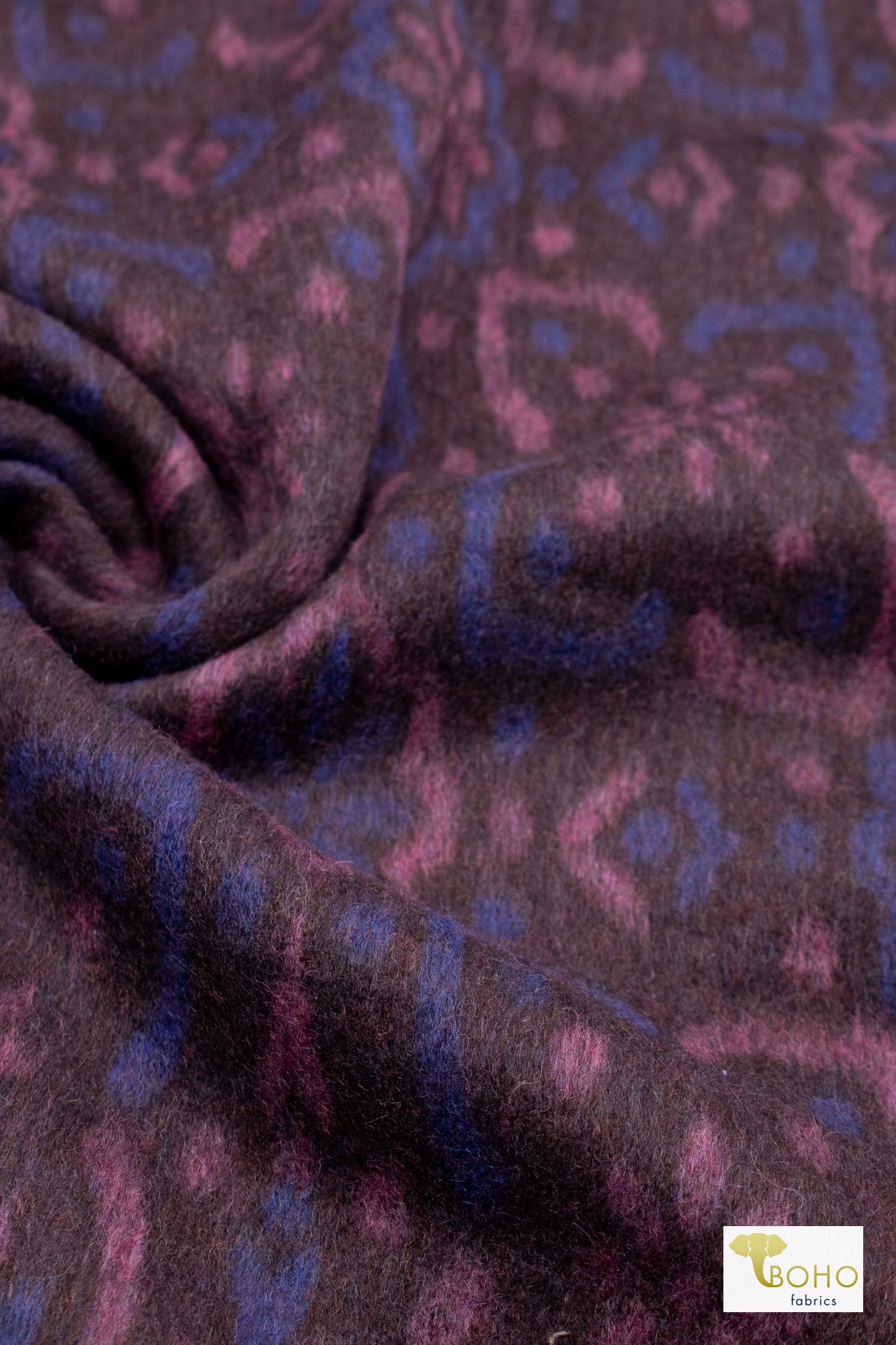 Mosaic Blue Tapestry. Felted Wool, Double Sided. Woven Fabric - Boho Fabrics - Quilted, Woven