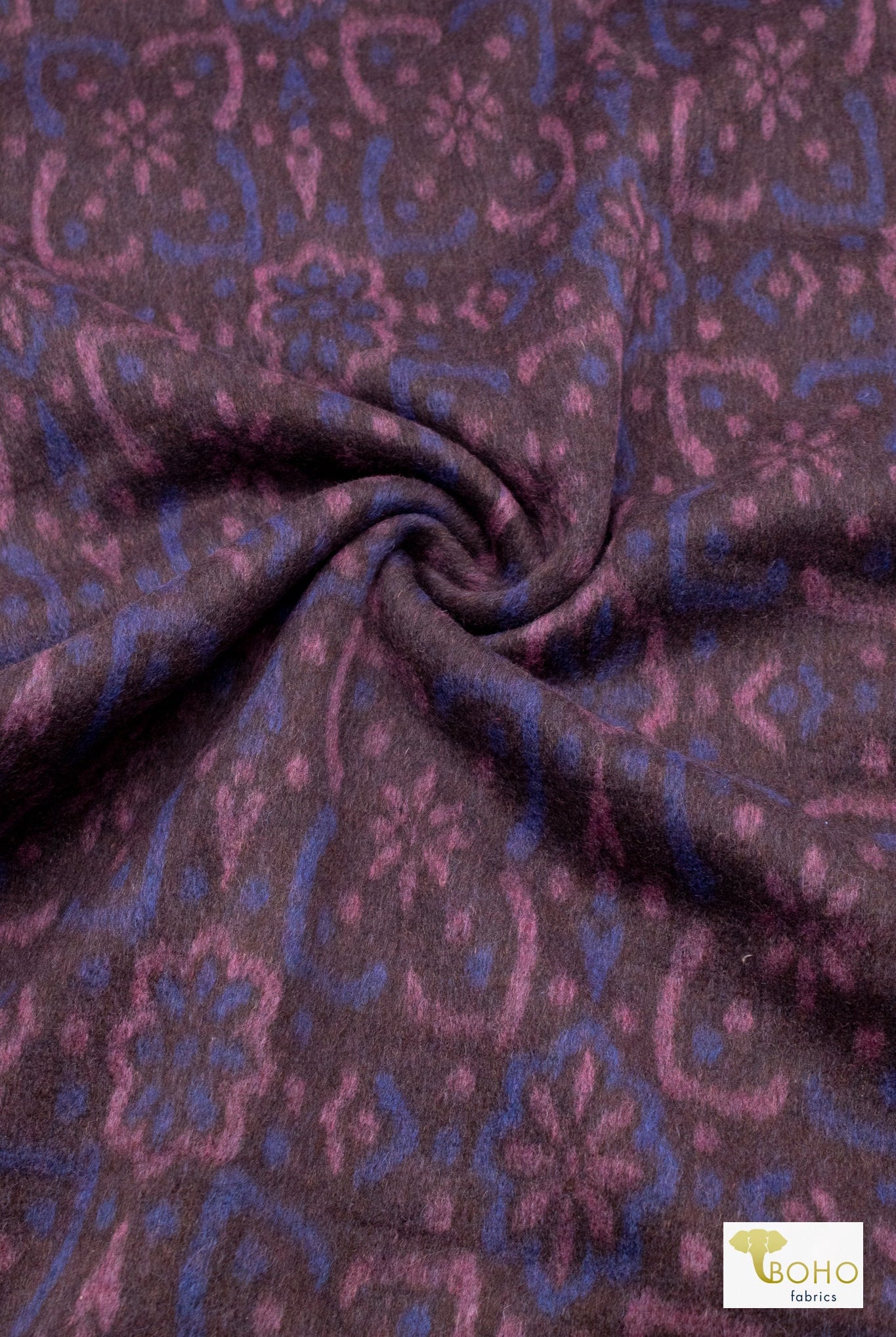 Mosaic Blue Tapestry. Felted Wool, Double Sided. Woven Fabric - Boho Fabrics - Quilted, Woven