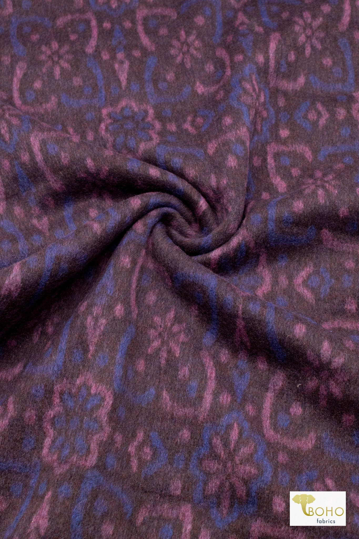 Mosaic Blue Tapestry. Felted Wool, Double Sided. Woven Fabric - Boho Fabrics - Quilted, Woven