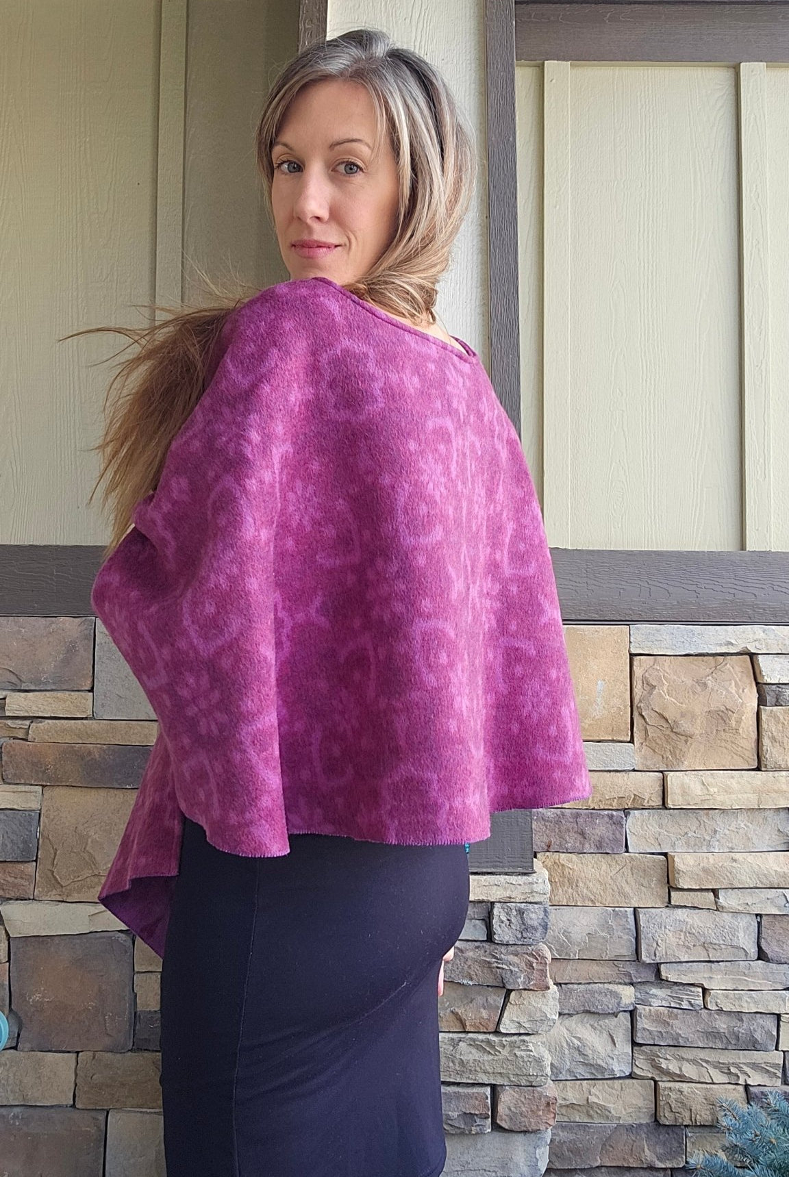 Mosaic Plum Tapestry. Felted Wool, Double Sided. Woven Fabric - Boho Fabrics - Quilted, Woven