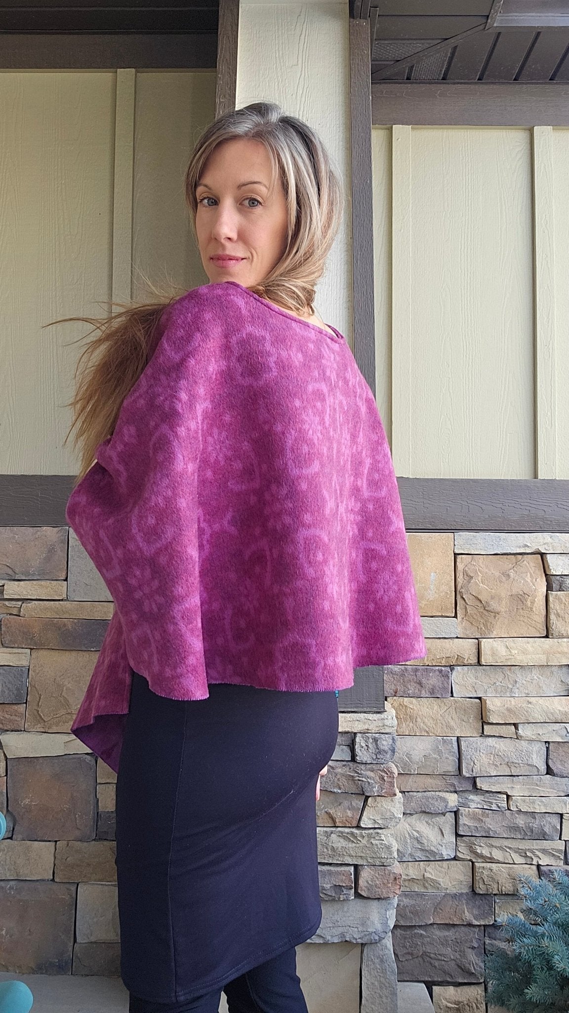 Mosaic Plum Tapestry. Felted Wool, Double Sided. Woven Fabric - Boho Fabrics - Quilted, Woven