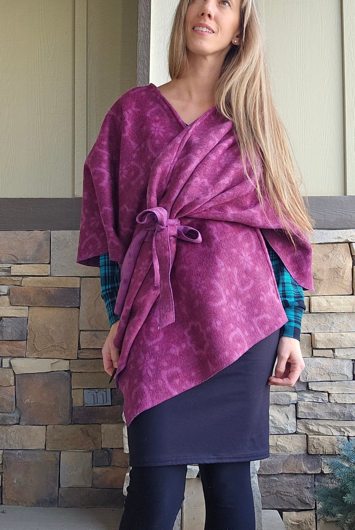 Mosaic Plum Tapestry. Felted Wool, Double Sided. Woven Fabric - Boho Fabrics - Quilted, Woven