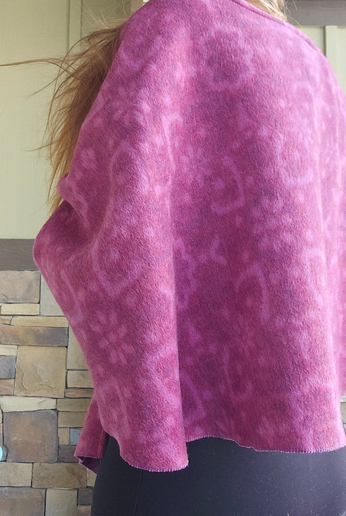 Mosaic Plum Tapestry. Felted Wool, Double Sided. Woven Fabric - Boho Fabrics - Quilted, Woven