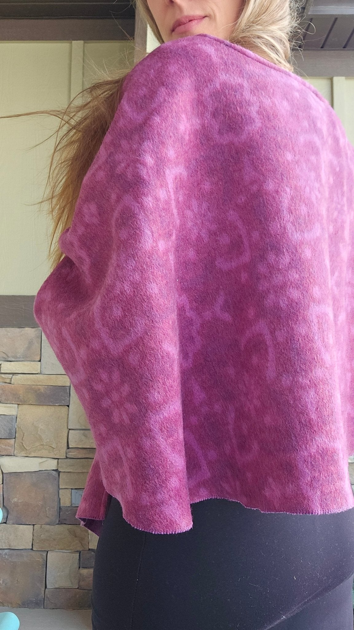 Mosaic Plum Tapestry. Felted Wool, Double Sided. Woven Fabric - Boho Fabrics - Quilted, Woven