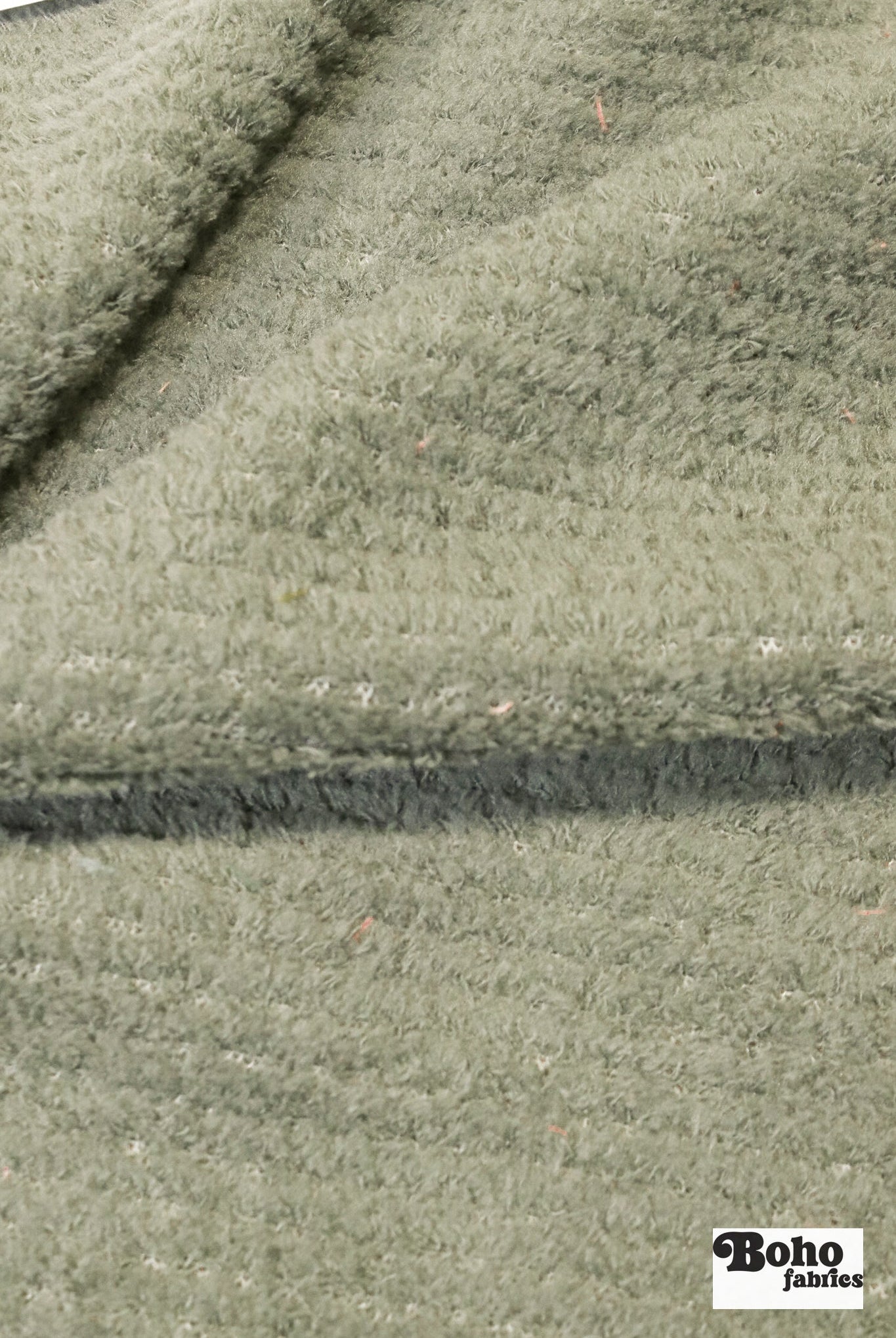 Moss Green, High Loft Grid Fleece Fabric by Polartec, featuring Recycled Polyester. *2nds* - Boho Fabrics - Performance Fabrics