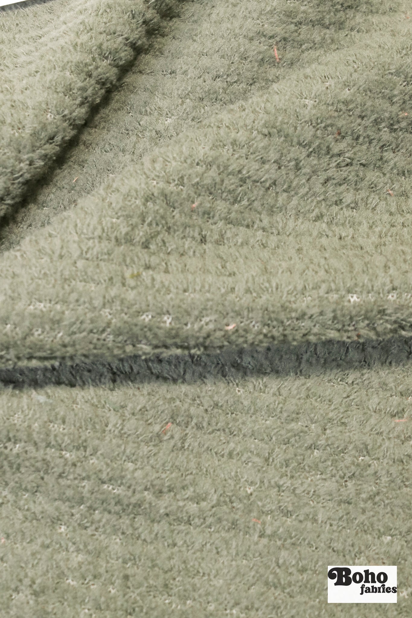 Moss Green, High Loft Grid Fleece Fabric by Polartec, featuring Recycled Polyester. *2nds* - Boho Fabrics - Performance Fabrics