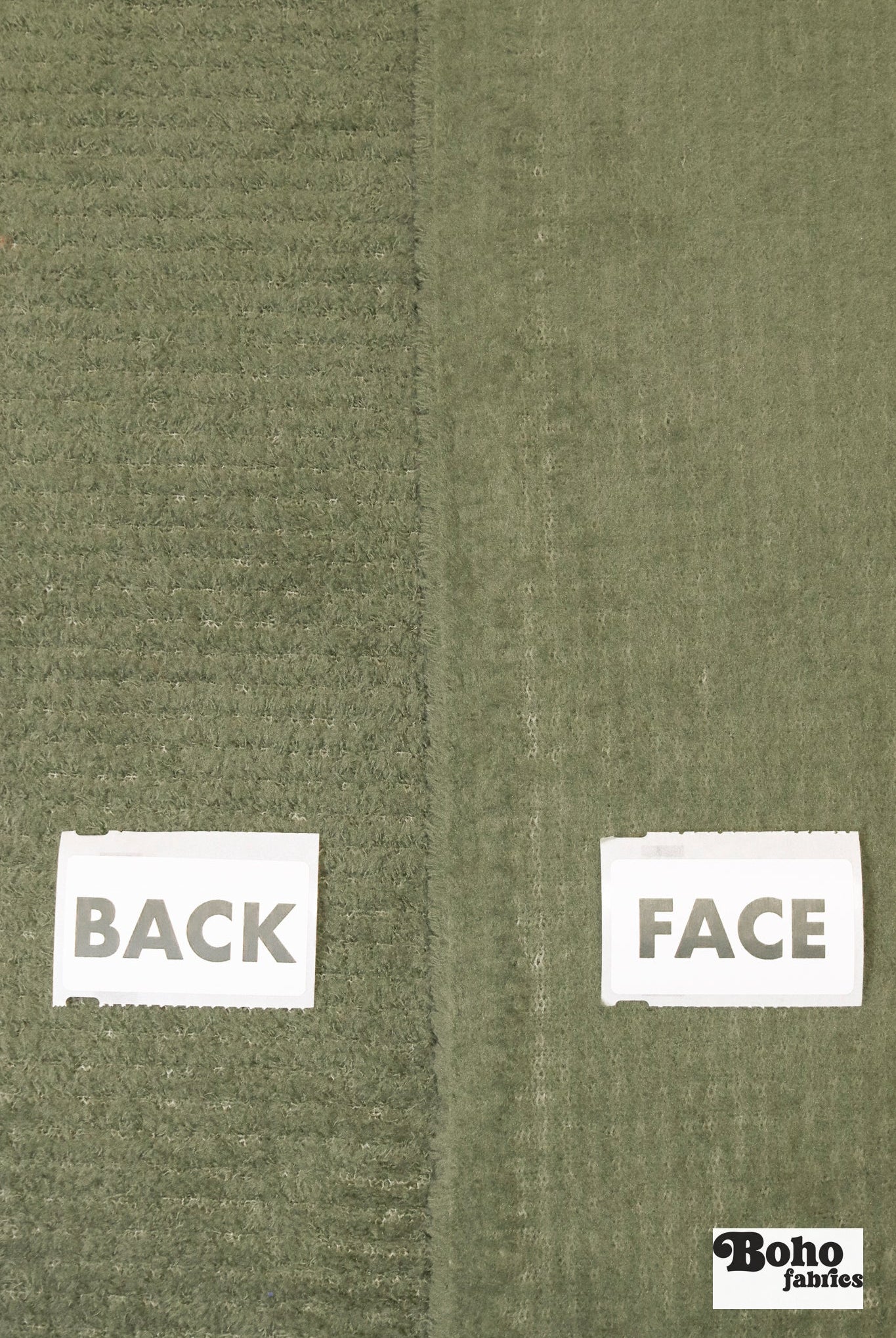 Moss Green, High Loft Grid Fleece Fabric by Polartec, featuring Recycled Polyester. *2nds* - Boho Fabrics - Performance Fabrics