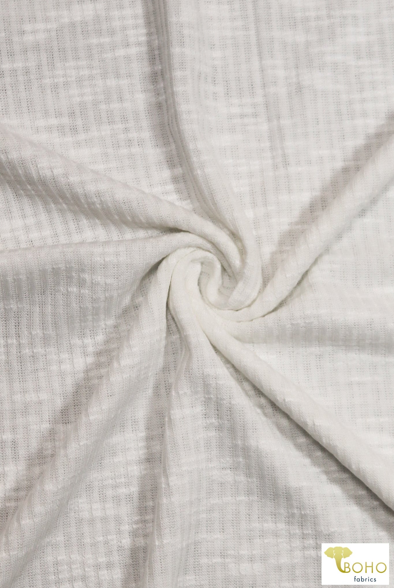 Mother of Pearl Ivory, Slub Rib Knit - Boho Fabrics