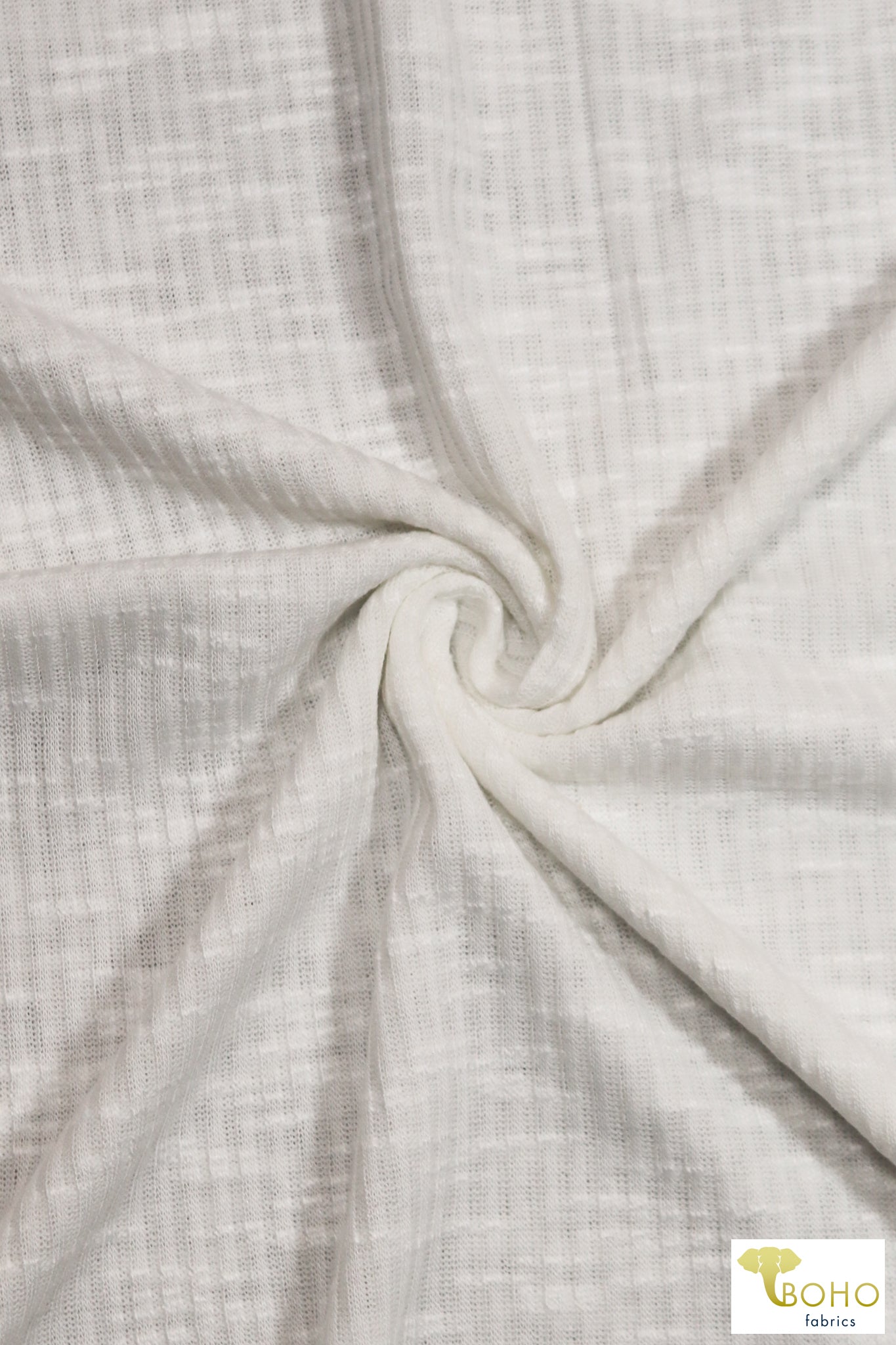Mother of Pearl Ivory, Slub Rib Knit - Boho Fabrics