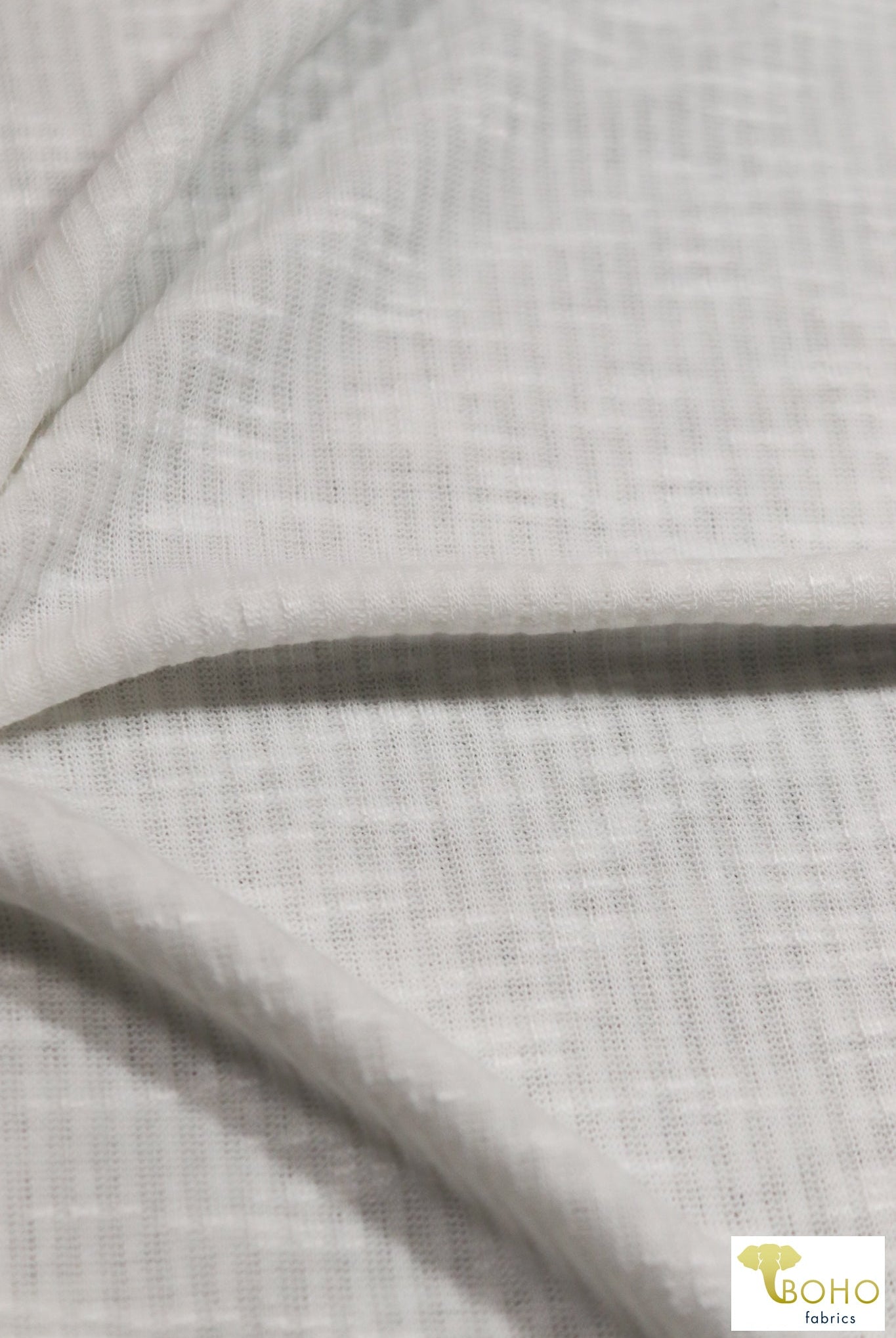 Mother of Pearl Ivory, Slub Rib Knit - Boho Fabrics