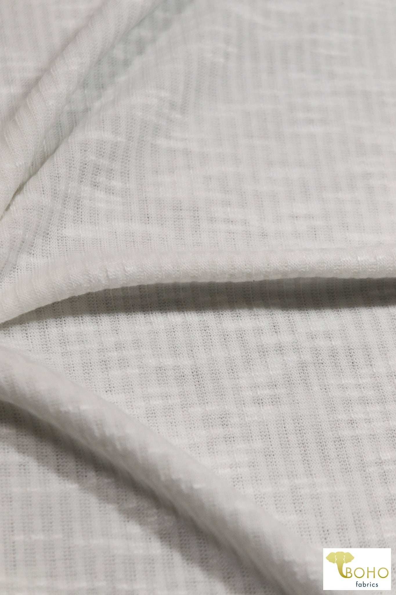 Mother of Pearl Ivory, Slub Rib Knit - Boho Fabrics