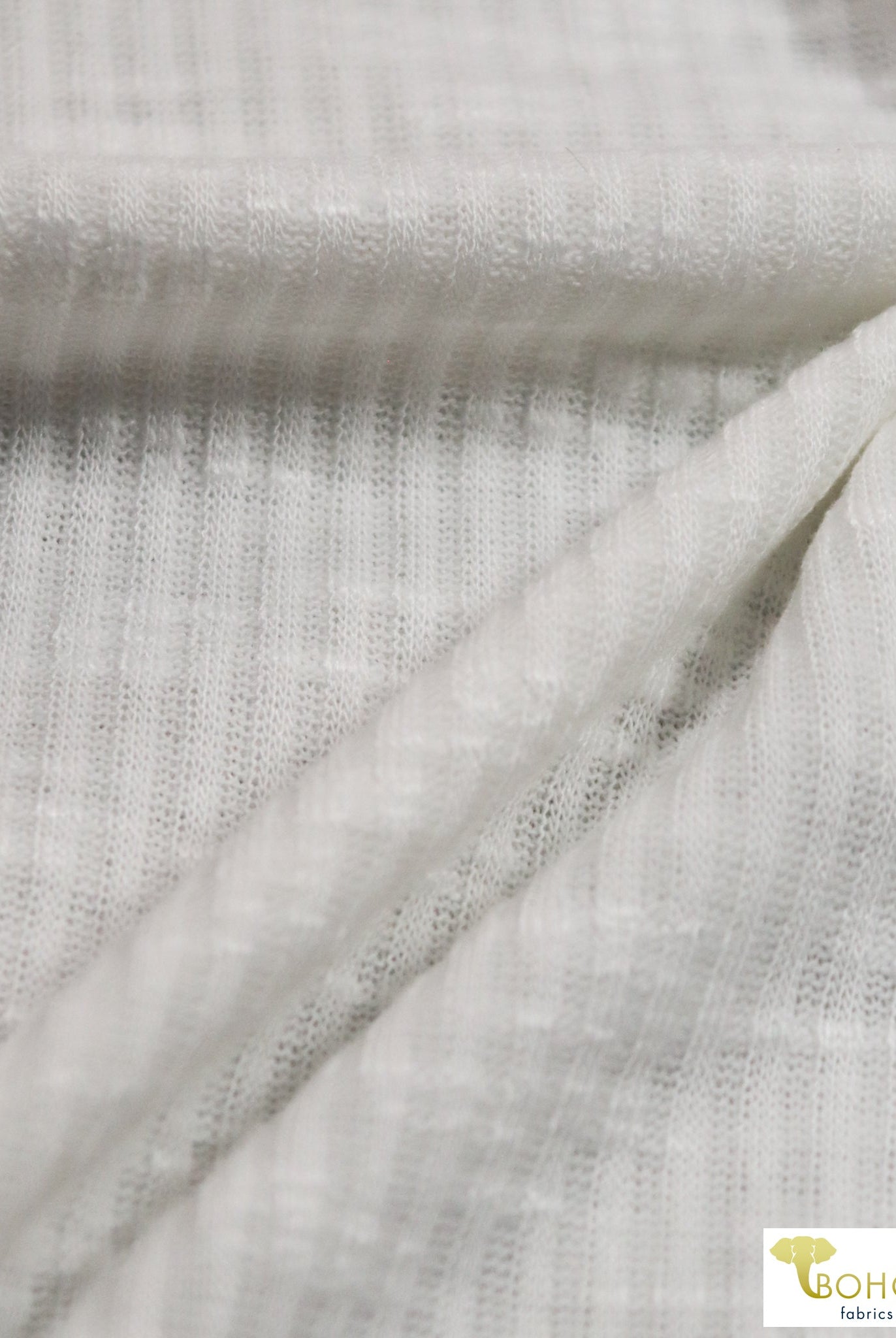 Mother of Pearl Ivory, Slub Rib Knit - Boho Fabrics