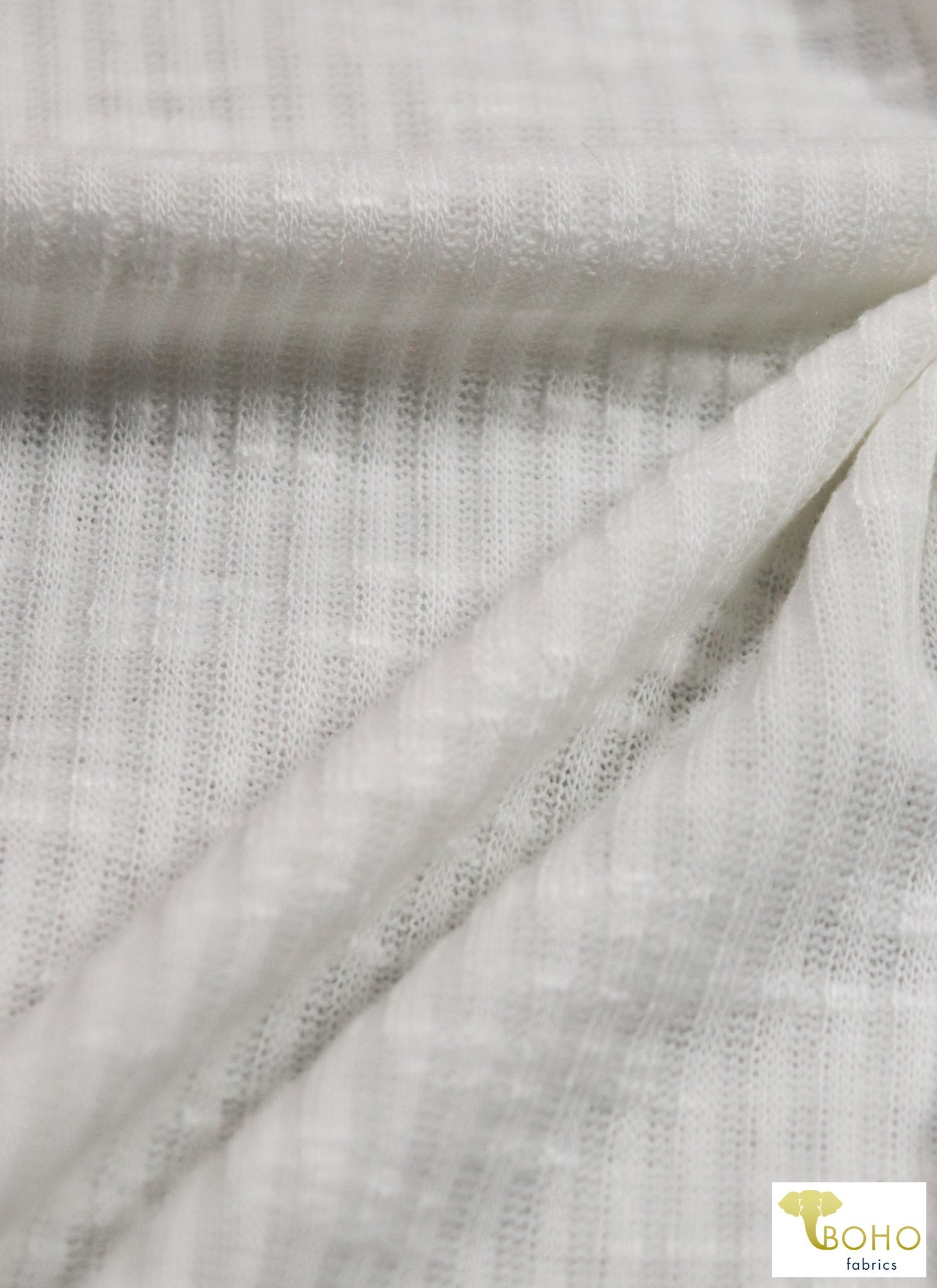 Mother of Pearl Ivory, Slub Rib Knit - Boho Fabrics