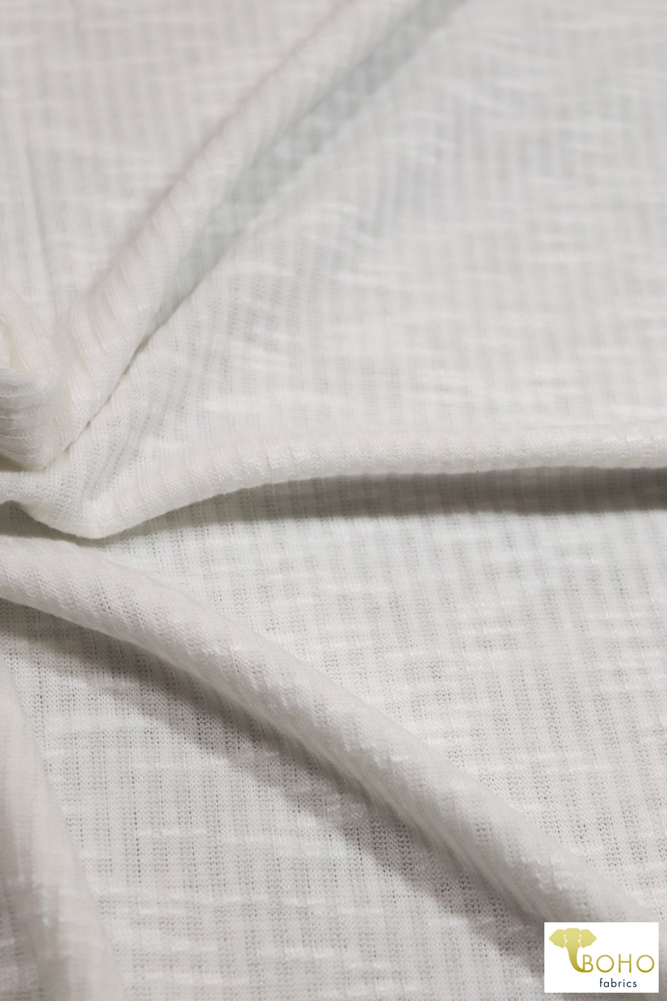 Mother of Pearl Ivory, Slub Rib Knit - Boho Fabrics