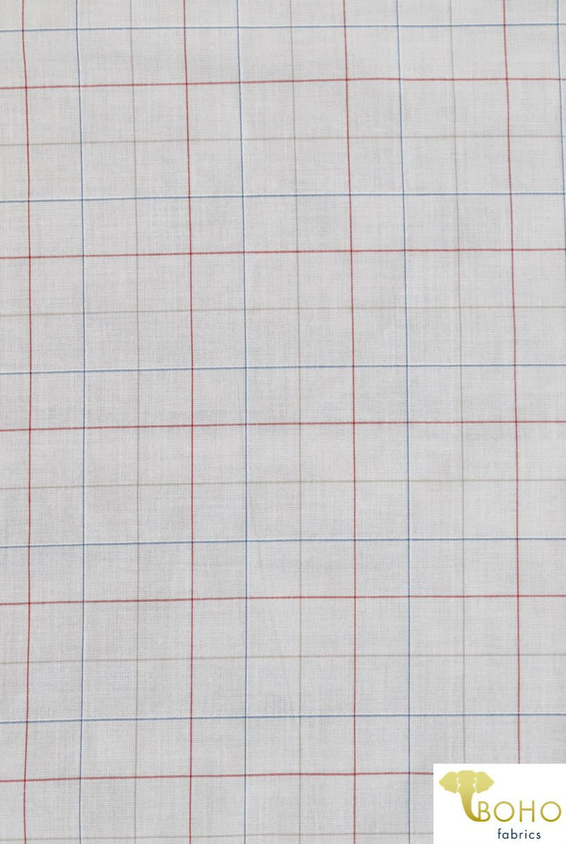 Multi Color Grid on White. Cotton Woven Fabric. WV-132 - Boho Fabrics