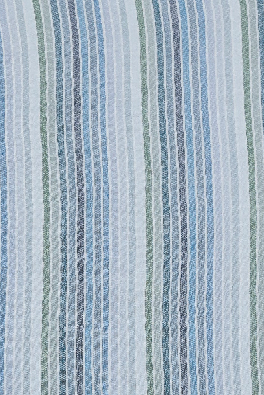 Muted Blues and Greens Striped Double Gauze Cotton Woven Fabric - Boho Fabrics - Gauze, Woven