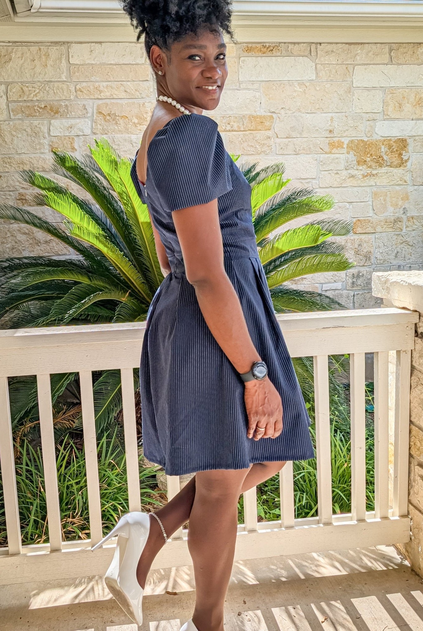 Narrow Navy Pinstripes - Boho Fabrics - Suiting, Woven Fabric