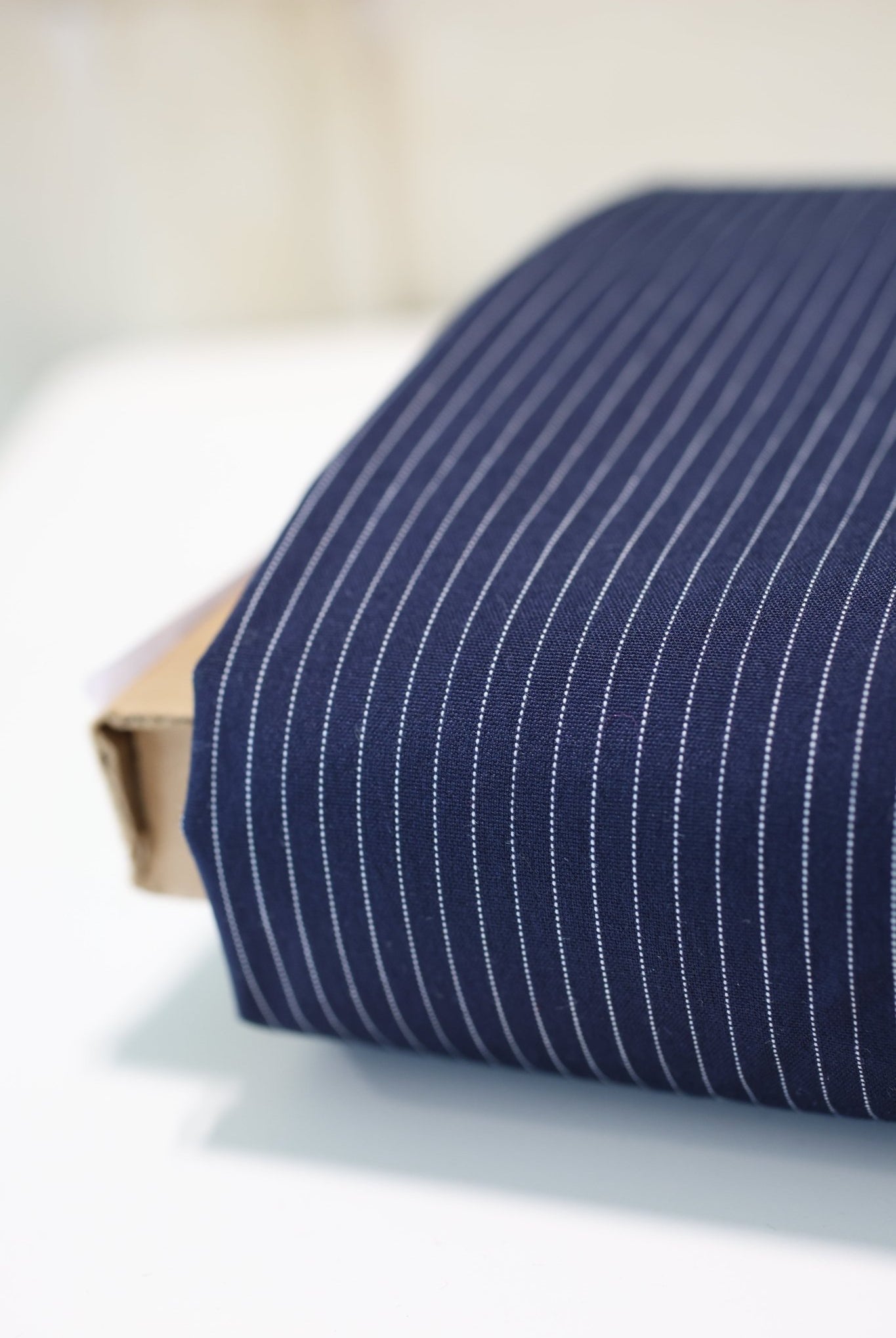 Narrow Navy Pinstripes - Boho Fabrics - Suiting, Woven Fabric