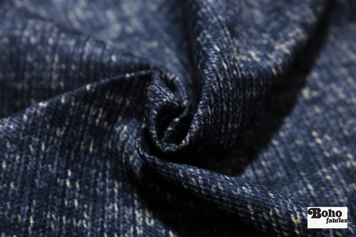 Navy and Cream Variegated Upholstery Woven Fabric - Boho Fabrics - Home Dec. & Upholstery Fabric