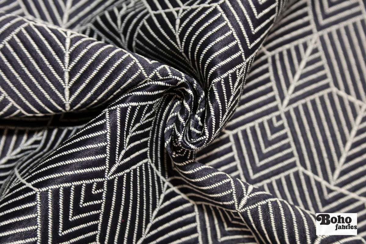Navy Blue & White Geometric Chevron Diamond Upholstery Woven Fabric - Boho Fabrics - Home Dec. & Upholstery Fabric