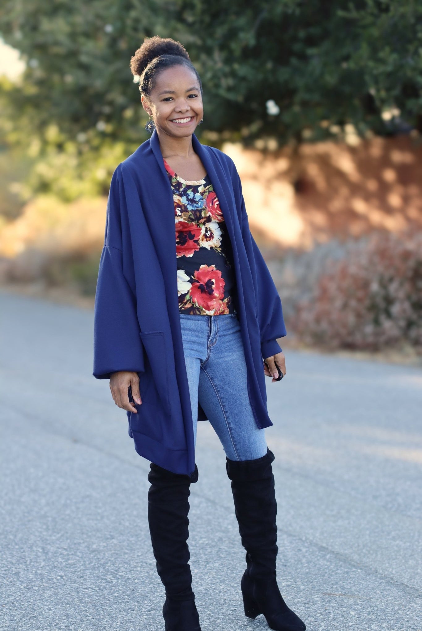 Navy, Brushed Scuba Knit Fabric - Boho Fabrics - Suede Knit Fabric