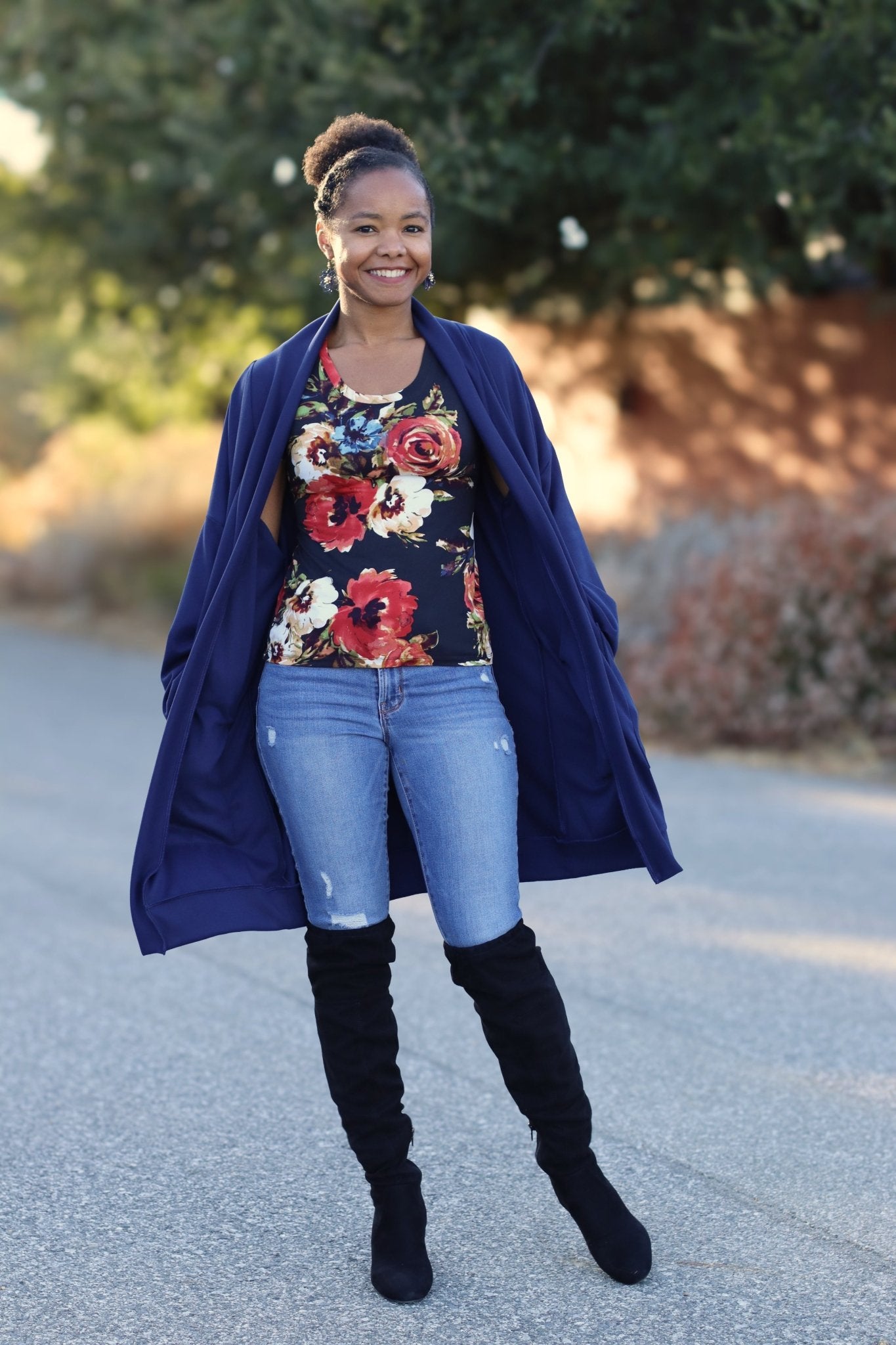 Navy, Brushed Scuba Knit Fabric - Boho Fabrics - Suede Knit Fabric