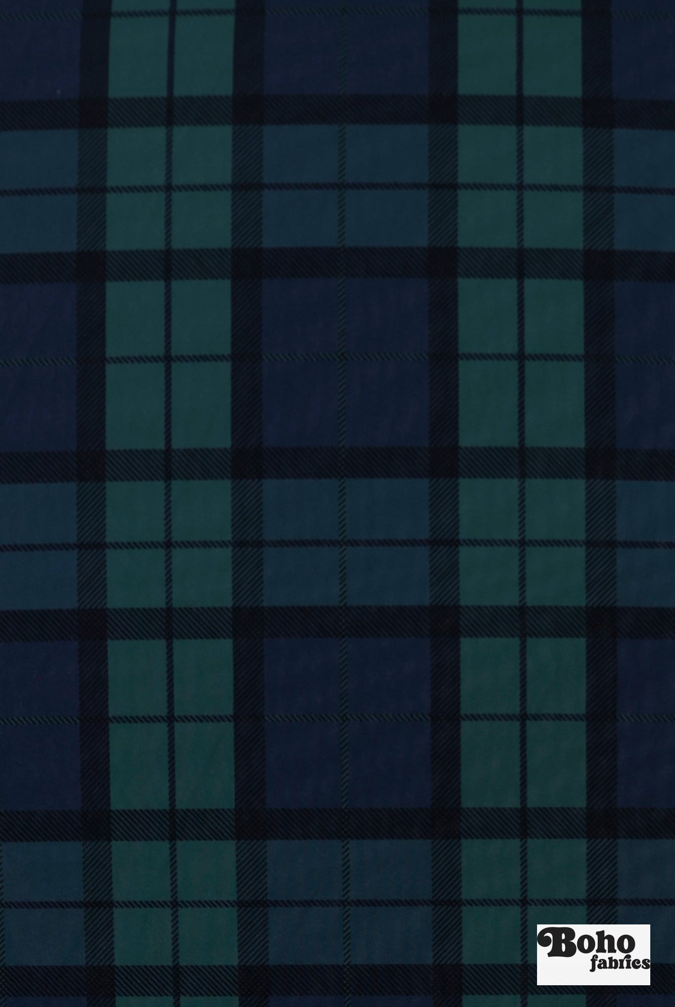 Navy & Teal Tartan Canvas Woven Fabric - Boho Fabrics - Canvas Fabric