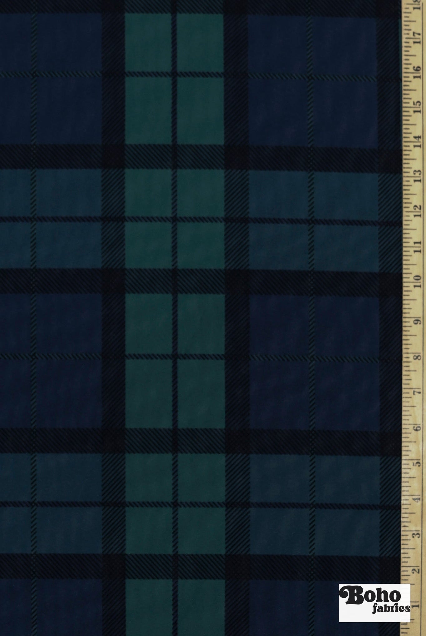 Navy & Teal Tartan Canvas Woven Fabric - Boho Fabrics - Canvas Fabric