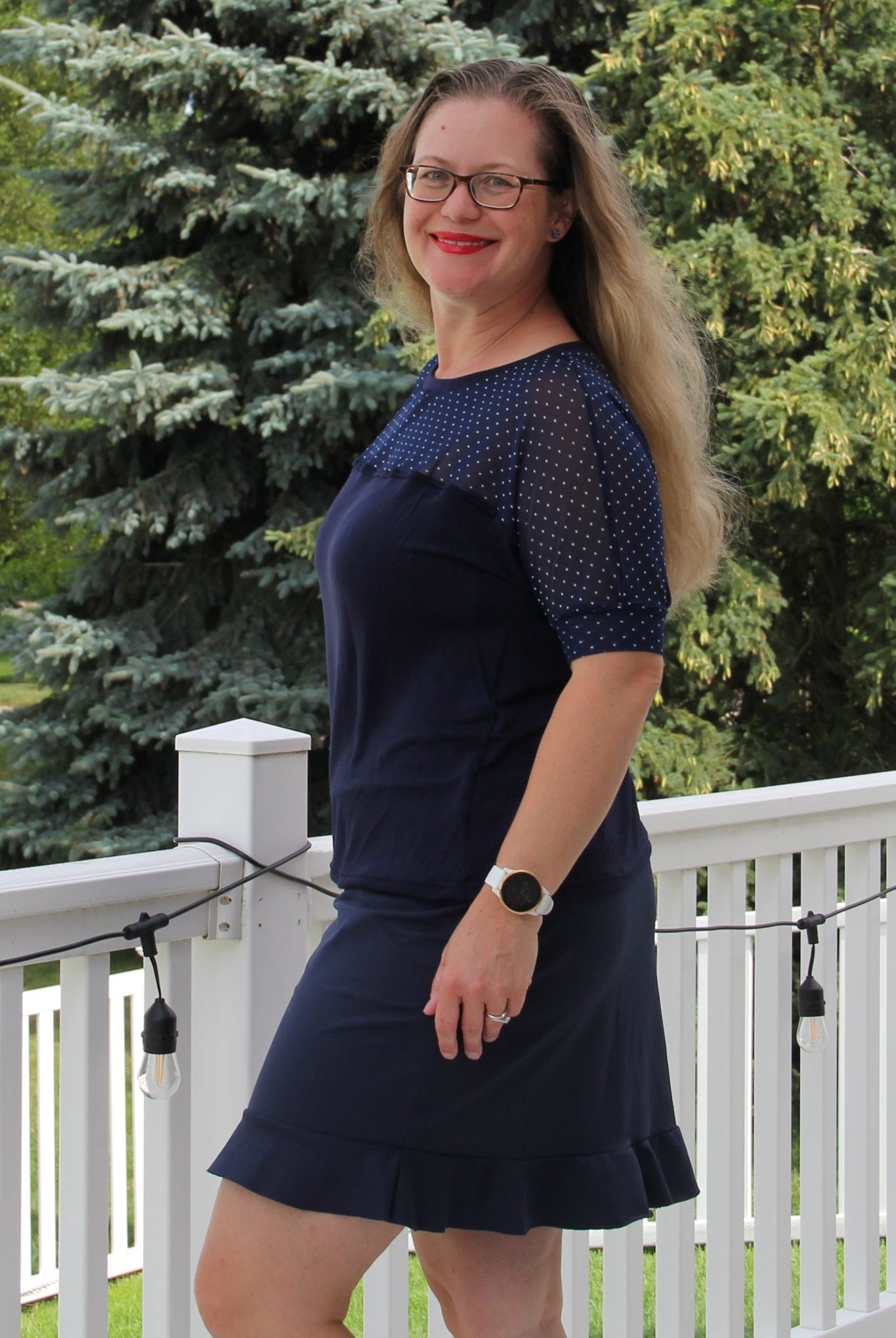 Navy & White Polka Dots, Stretch Mesh Printed Fabric. - Boho Fabrics - Stretch Mesh